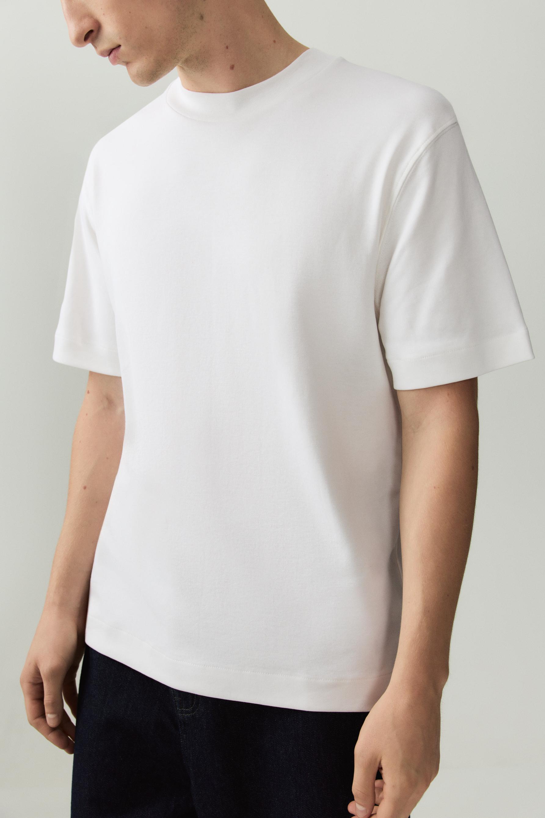 Mock neck interlock T-shirt — OFF WHITE