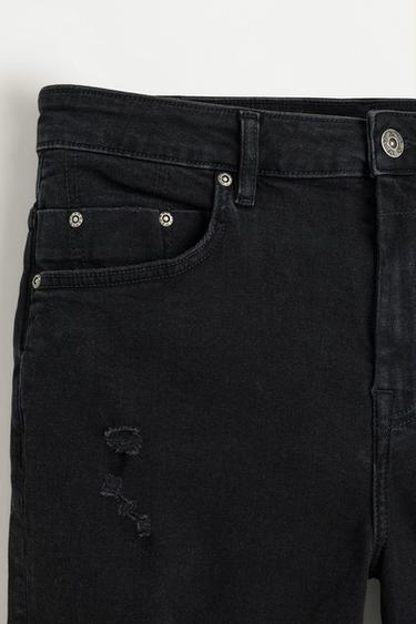 Distressed skinny denim Bermuda shorts — BLACK 7