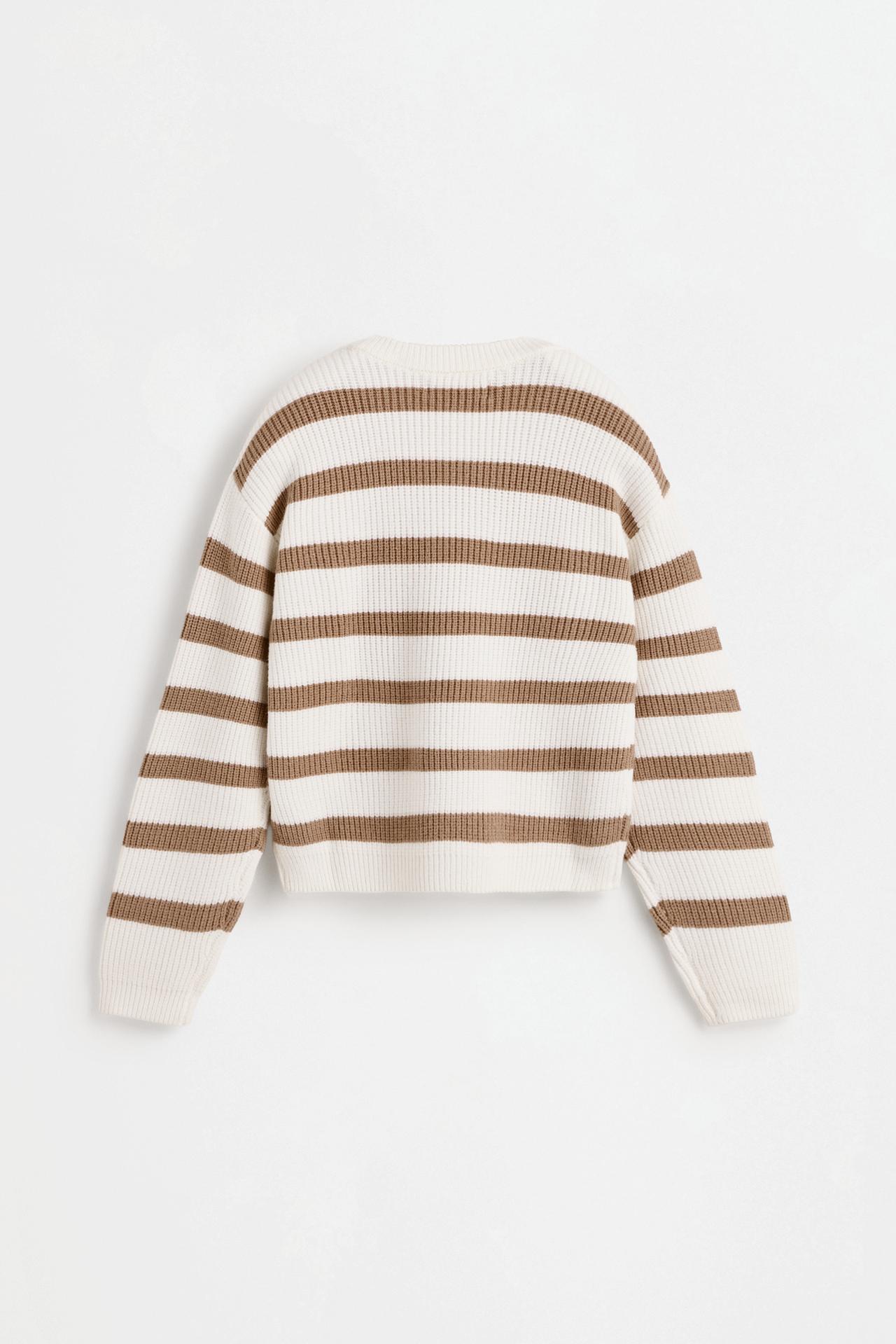 Striped knit sweater — LIGHT CAMEL