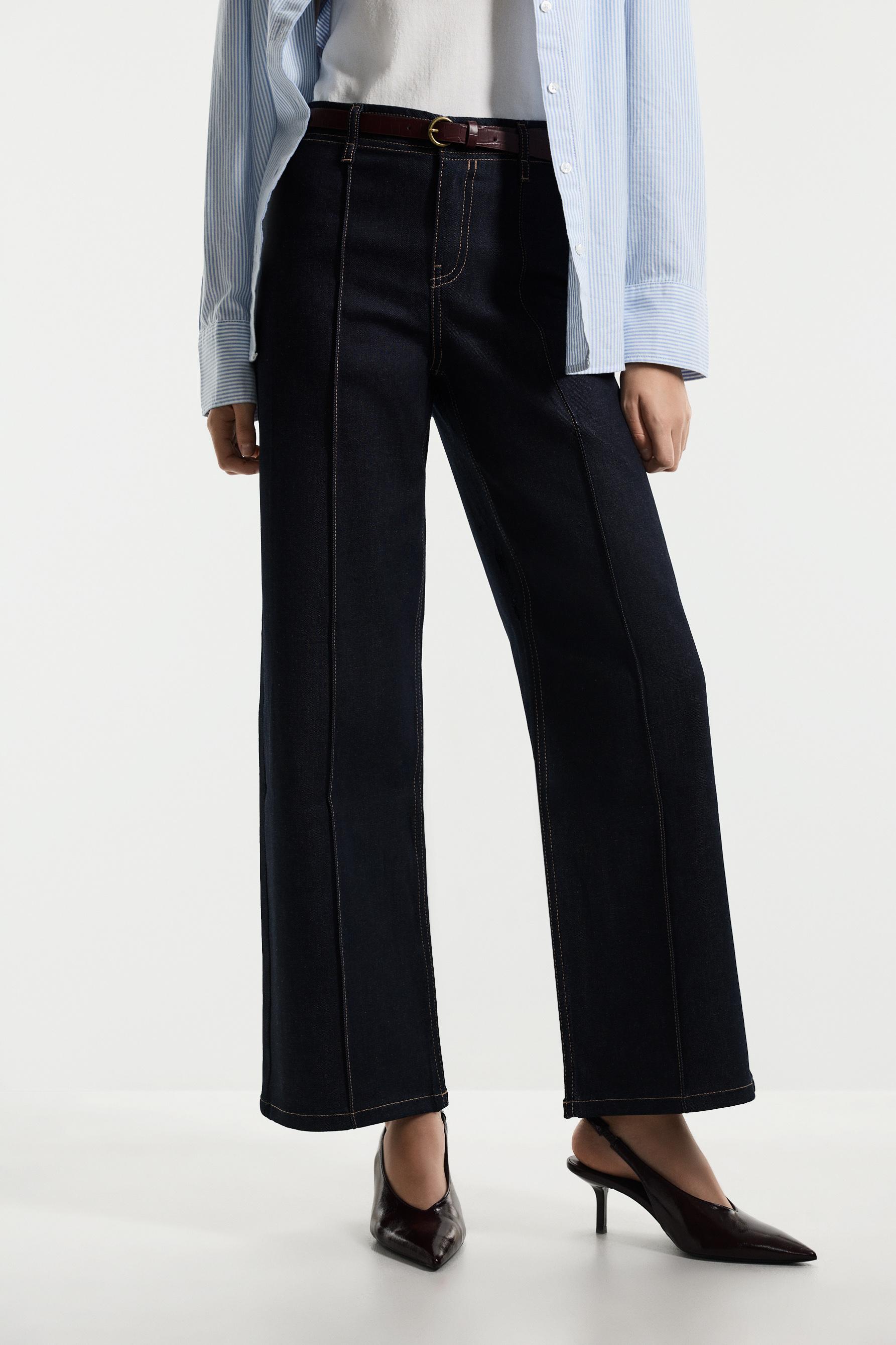 Straight leg seam detail jeans — NAVY