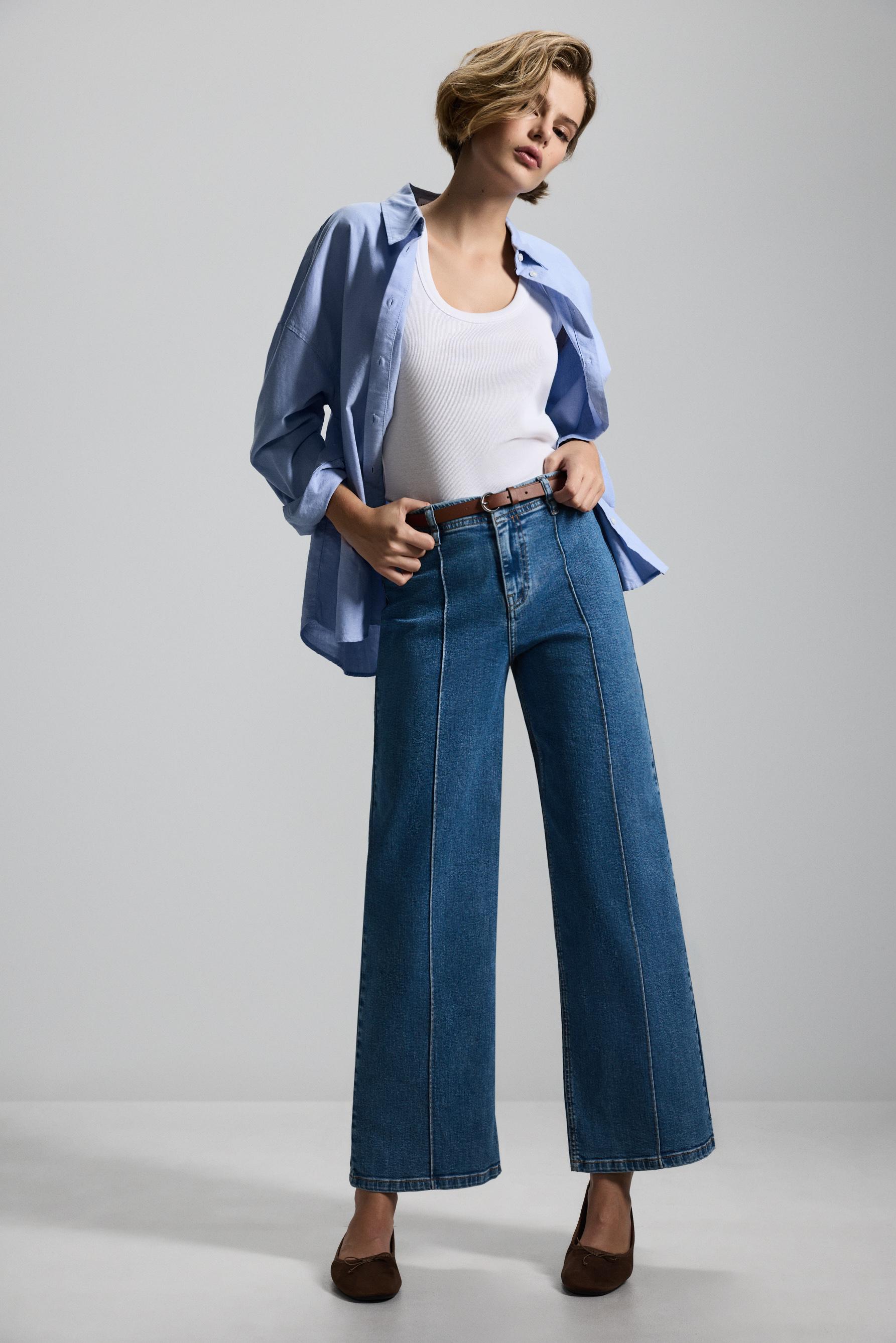 Straight leg seam detail jeans — INDIGO