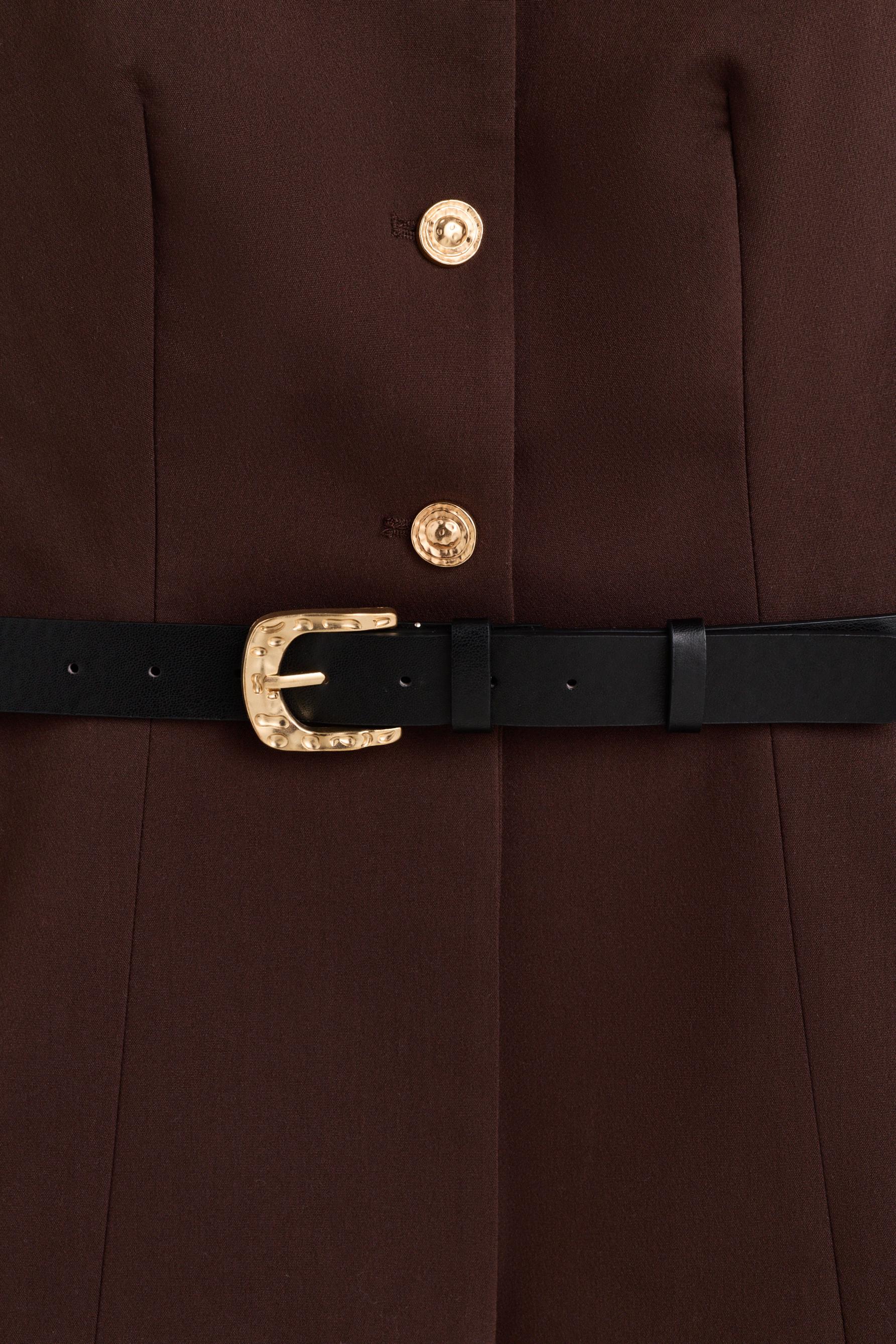 Long buttoned waistcoat — DARK BROWN