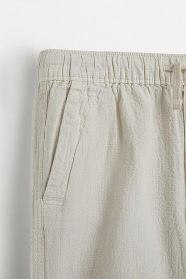 Seersucker cargo Bermuda shorts — STONE 3