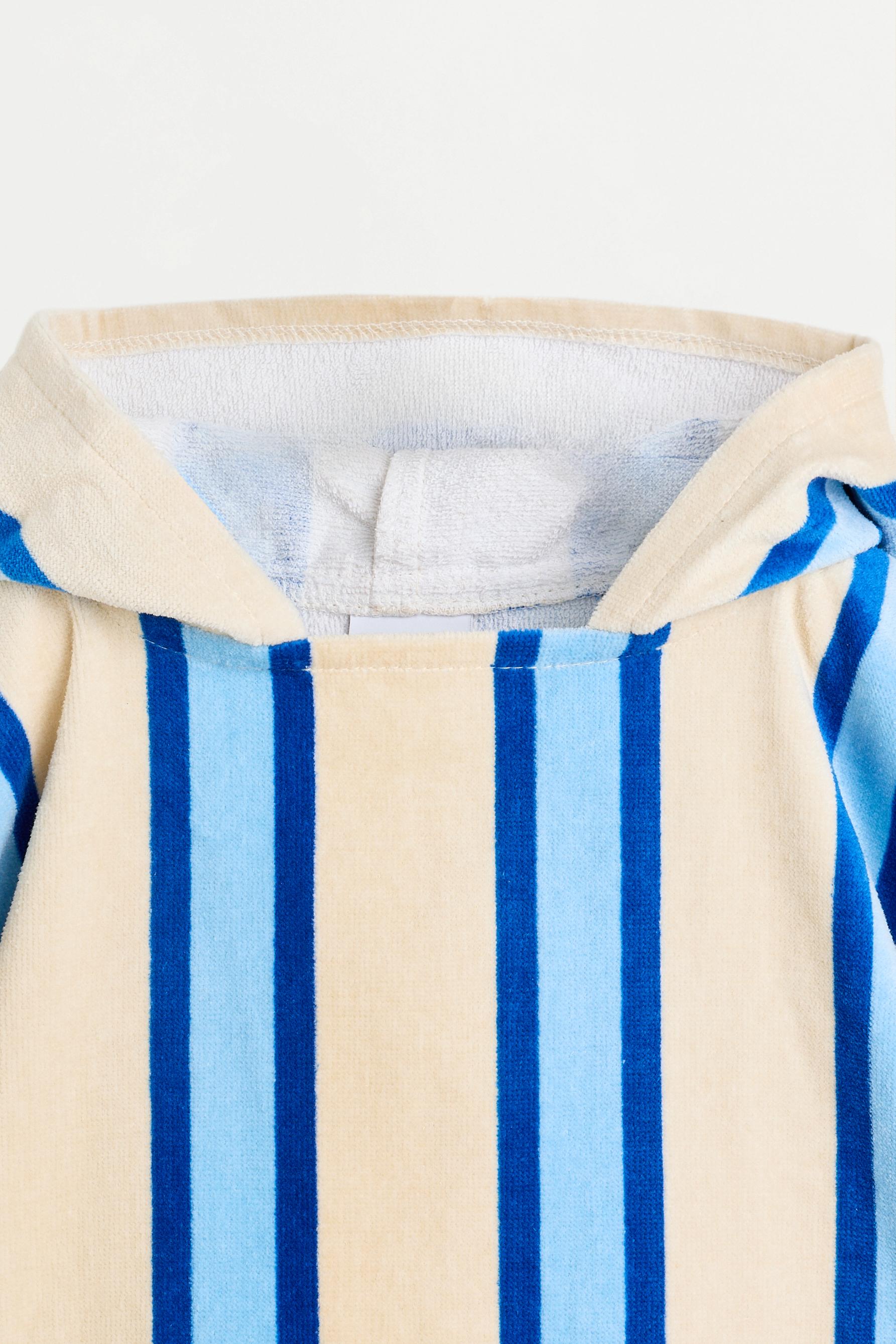 Kids' Blue Stripe Poncho Towel — BLUE