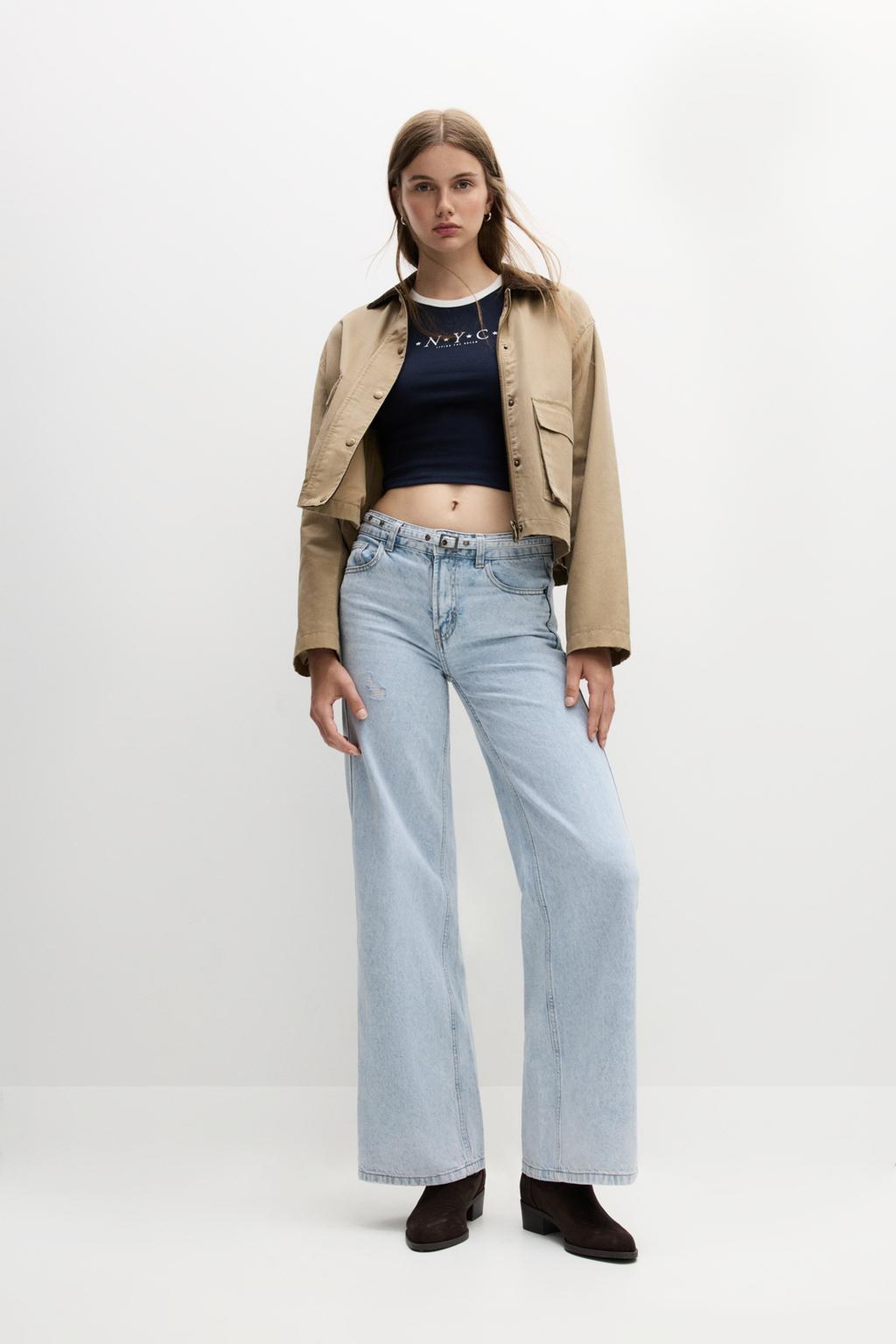 Jeans wide leg cinto chatolas