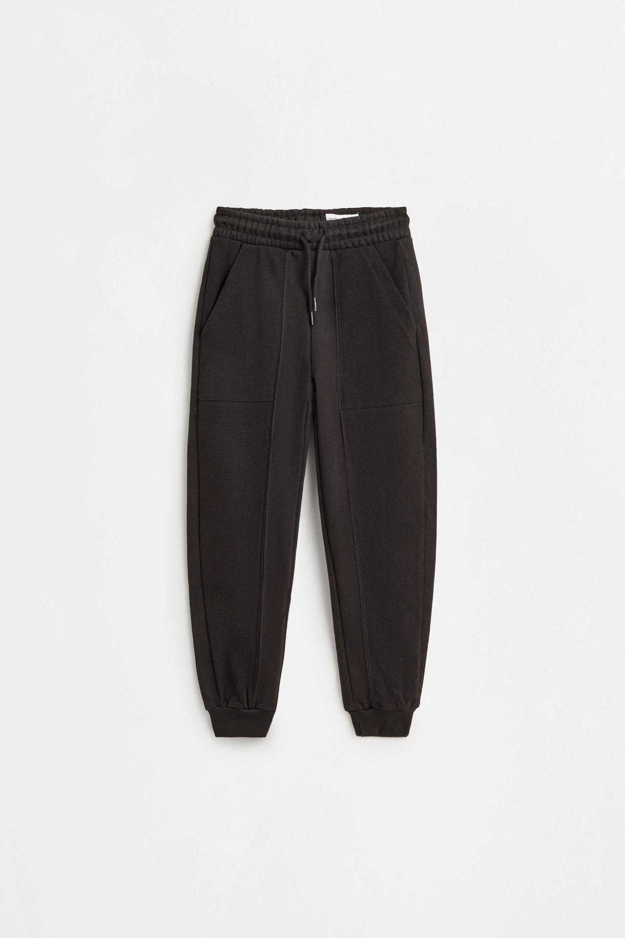 Ottoman plush joggers — BLACK