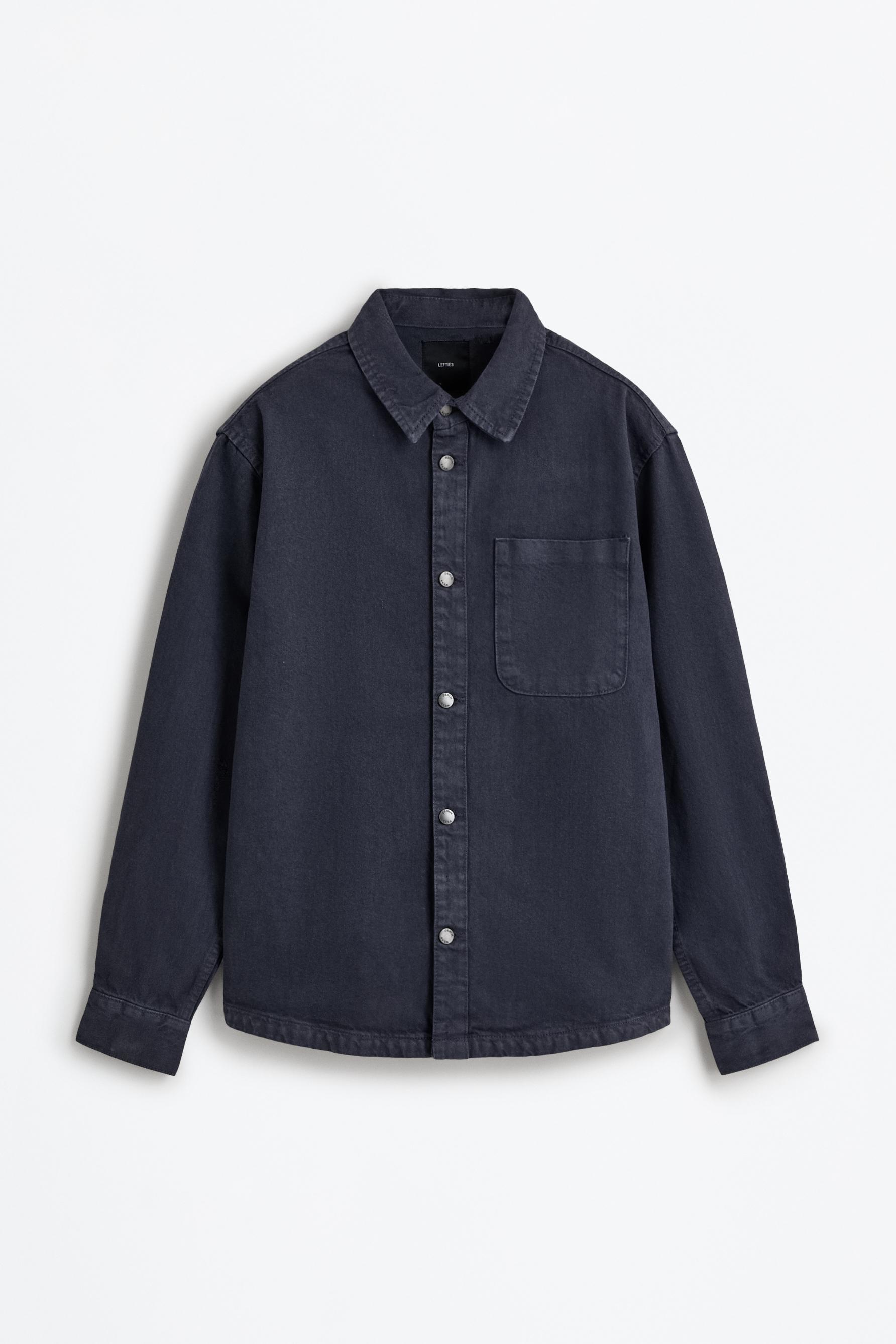 Denim overshirt with pocket — DARK NAVY
