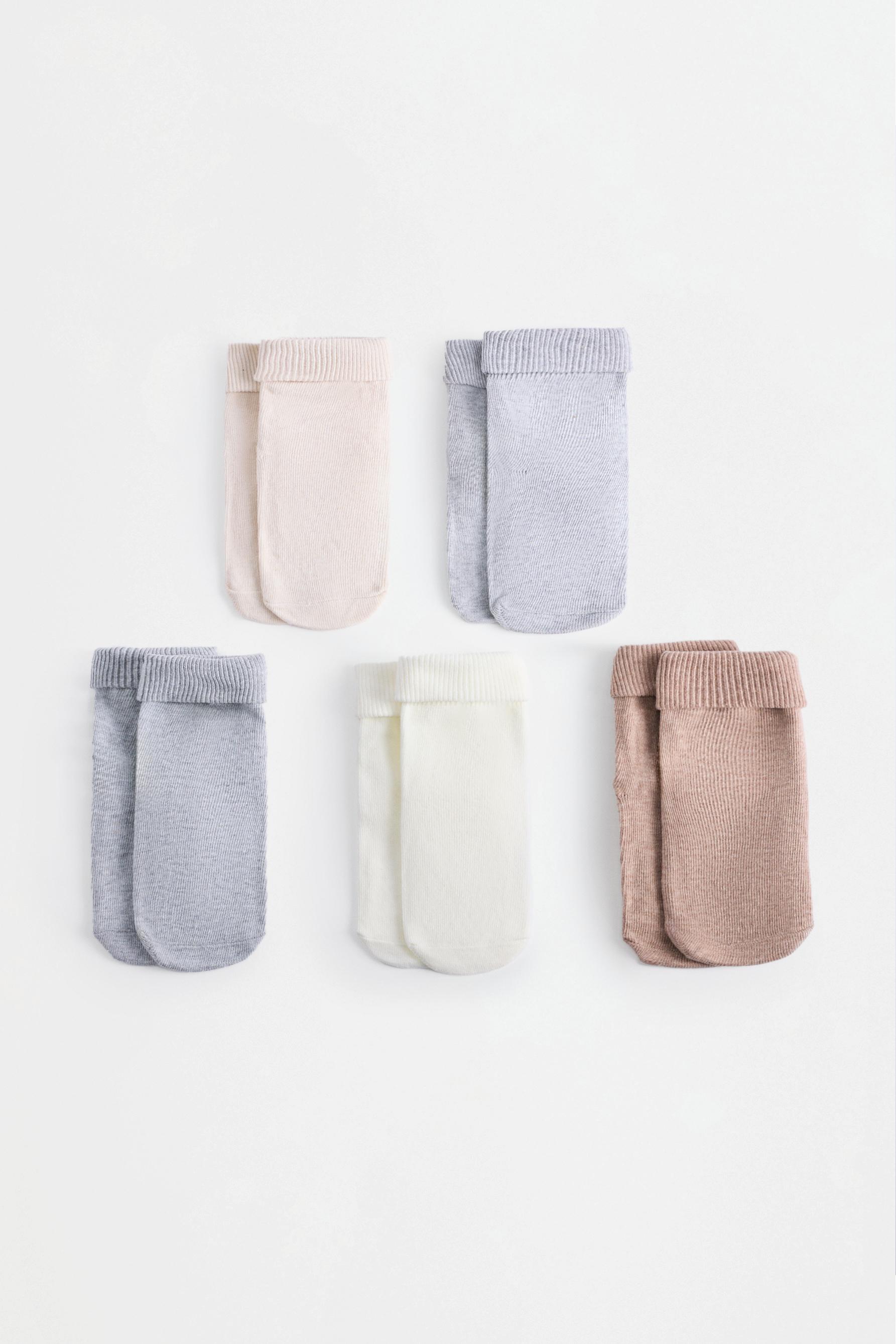 Long socks with fold-over cuff (5-pack) — GREY