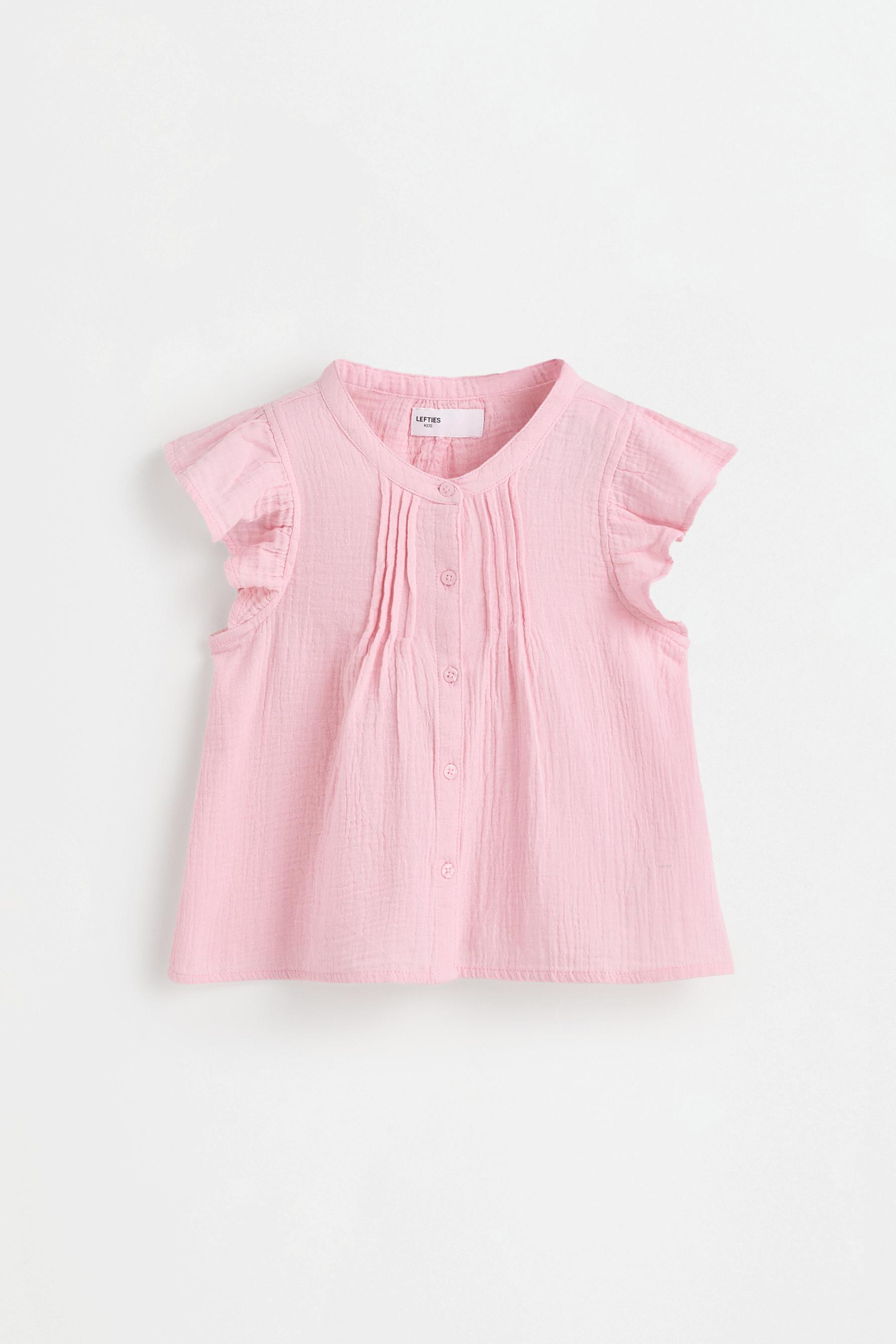 Double gauze ruffled blouse — PINK