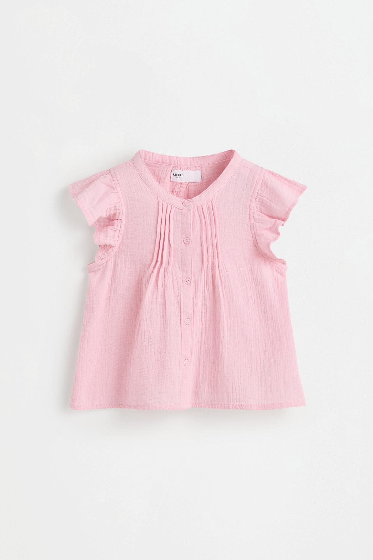 Double gauze ruffled blouse — PINK