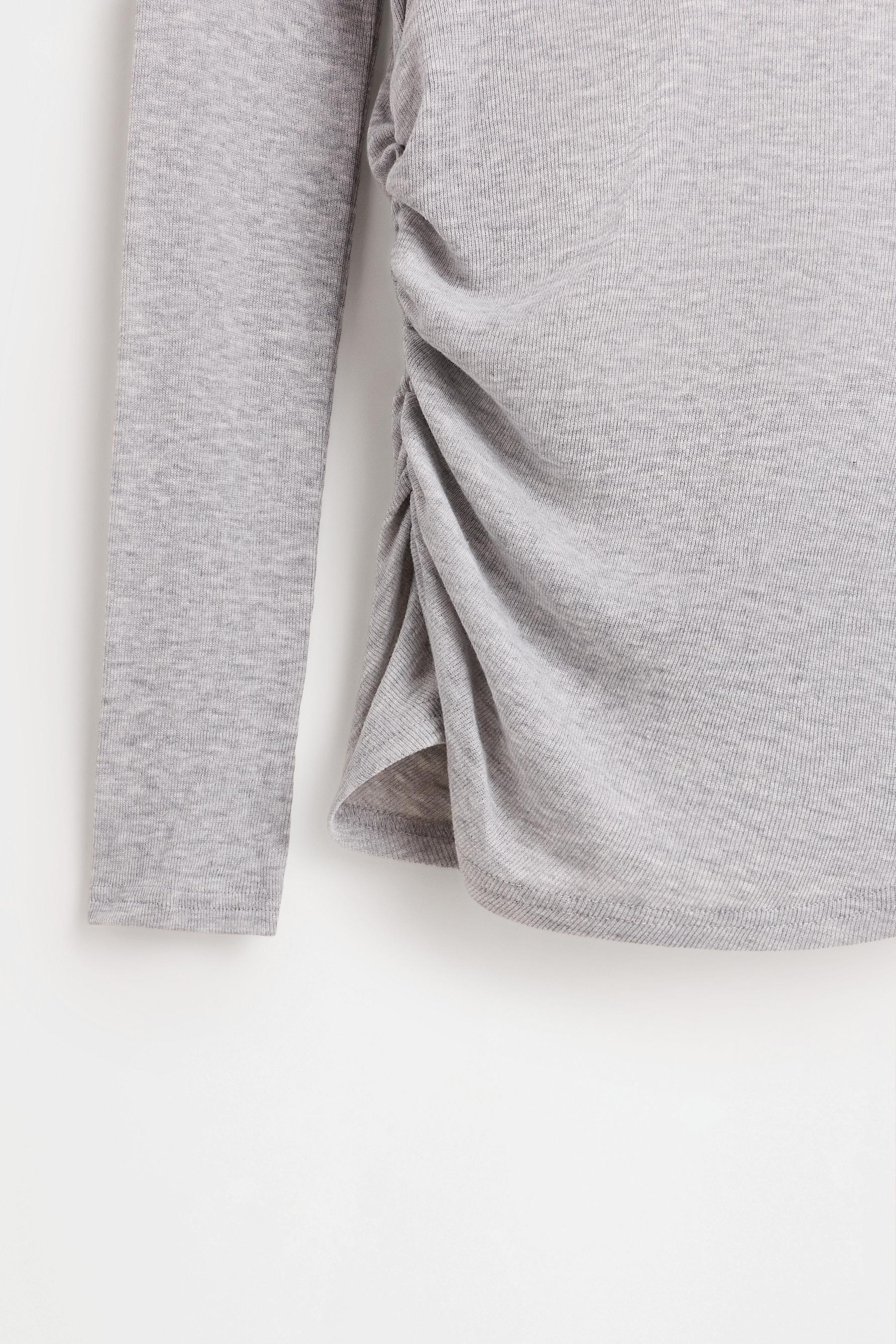 Asymmetric ribbed double T-shirt — GREY MARL