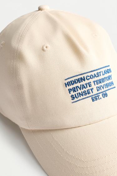 Slogan embroidered cap — ECRU 2