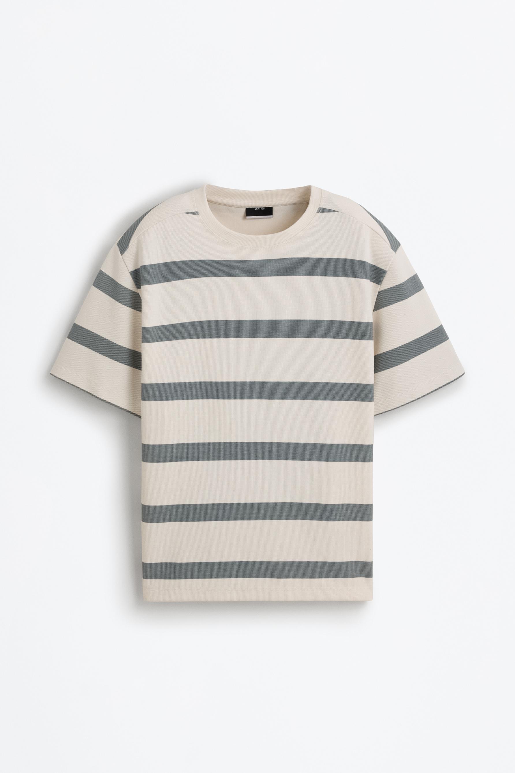Textured striped T-shirt — BLUE GREY