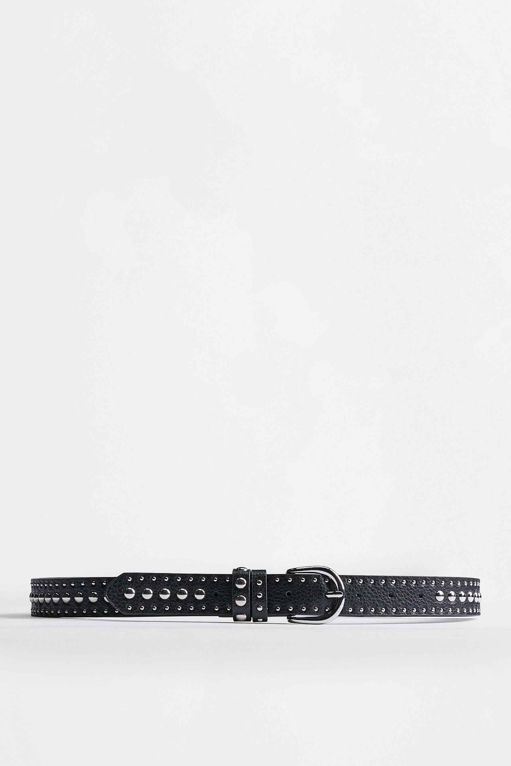 Wide studded belt — BLACK