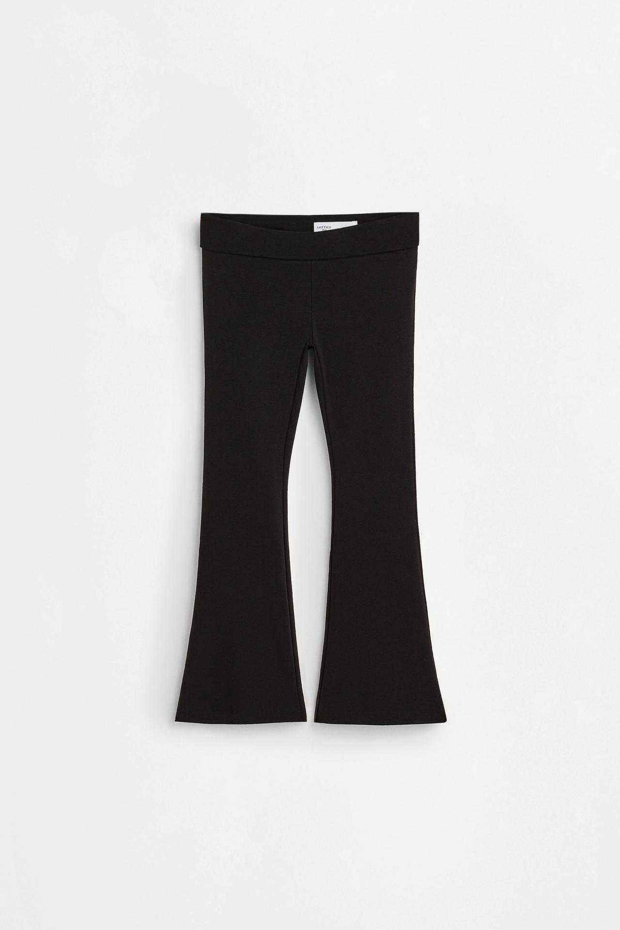 Bell bottom leggings with back text — BLACK