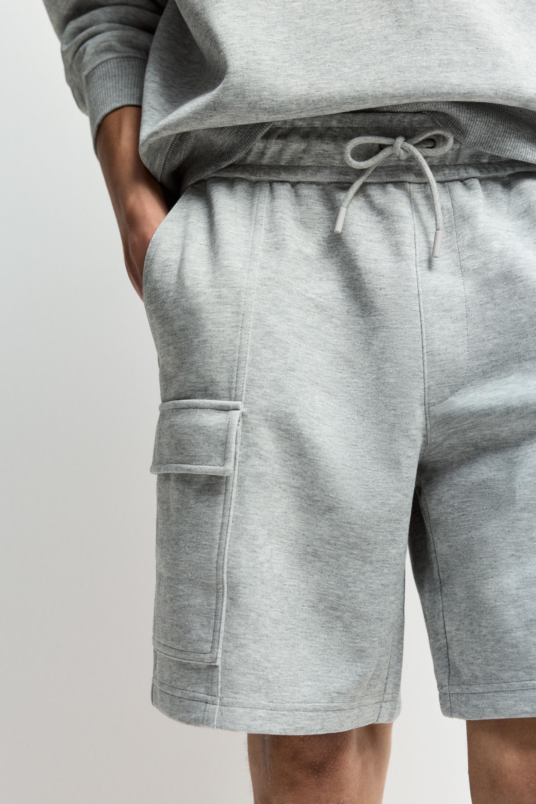 Interlock cargo Bermuda shorts — GREY MARL