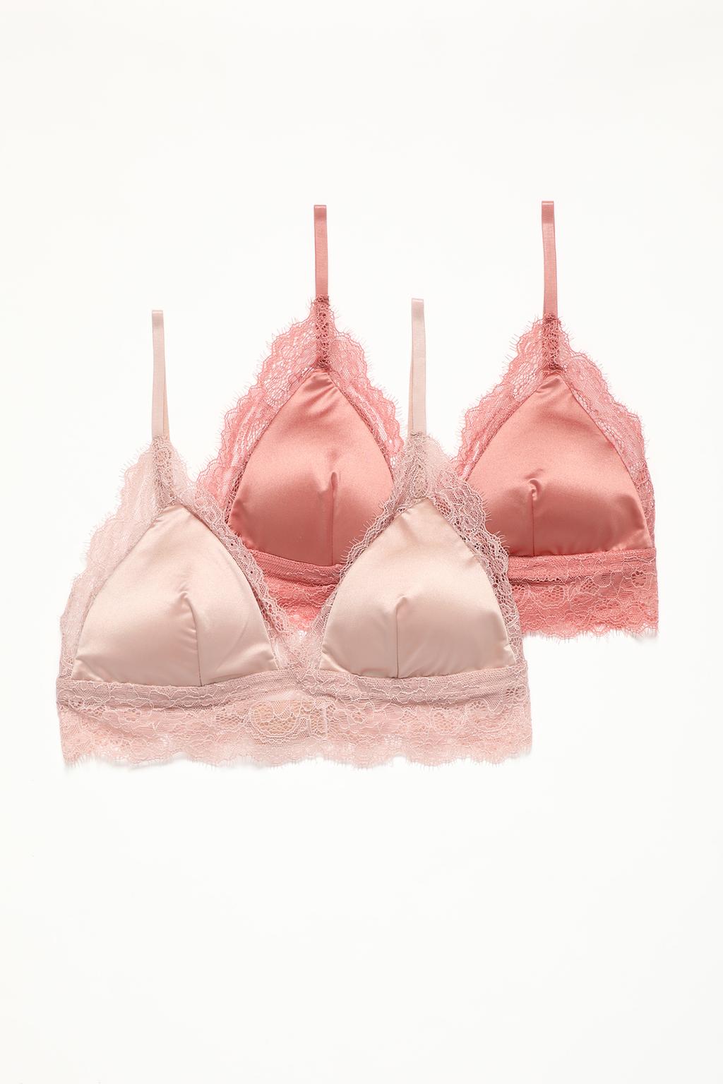 Pack of 2 microfibre bras with lace