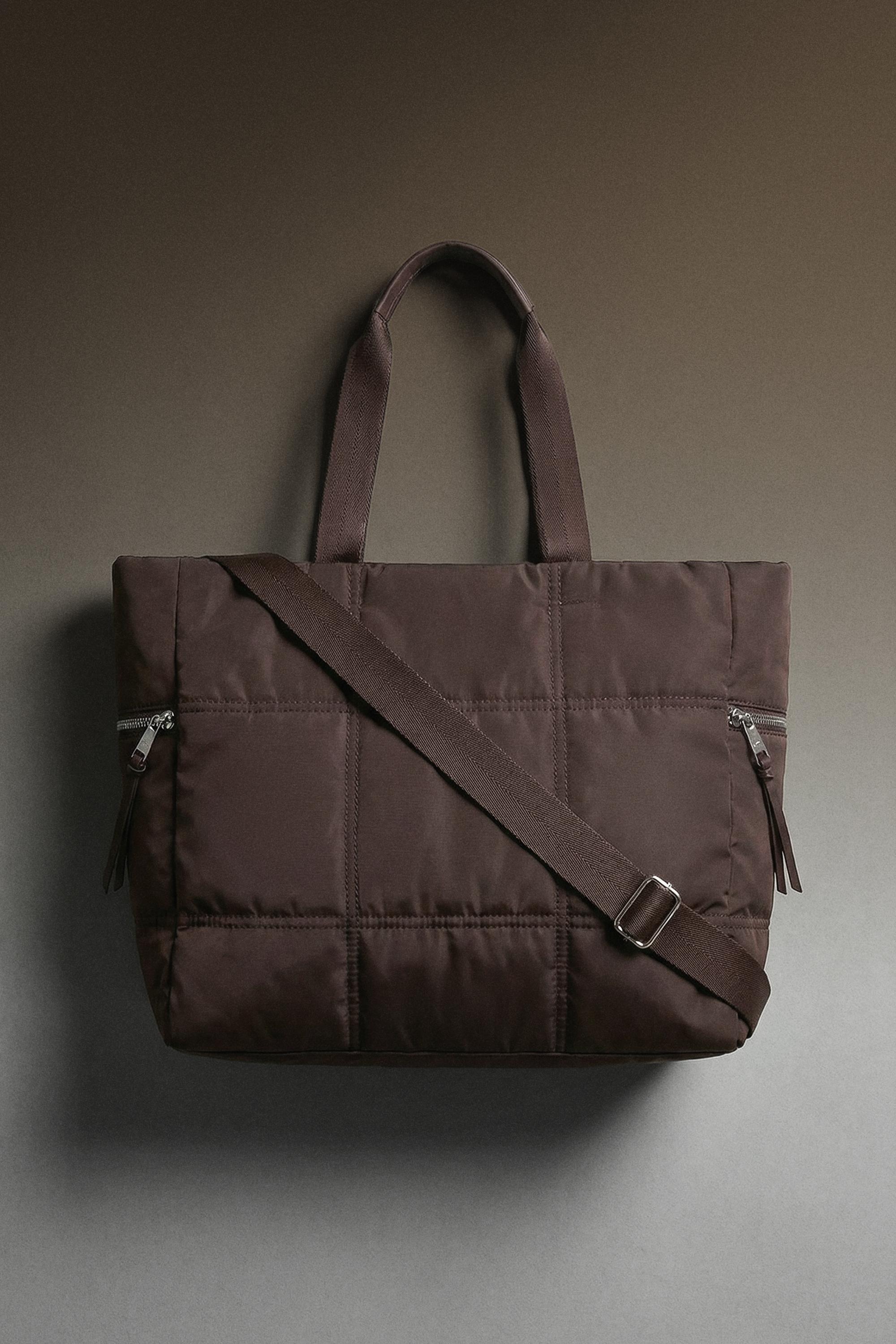 Quilted shopper bag — BROWN