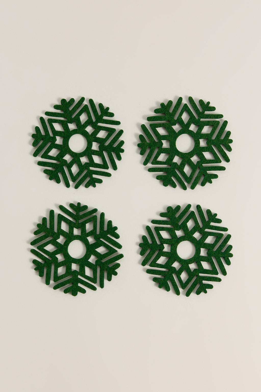Pack of 4 snowflake coasters