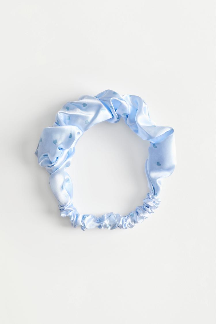Heart print beauty headband — PASTEL BLUE