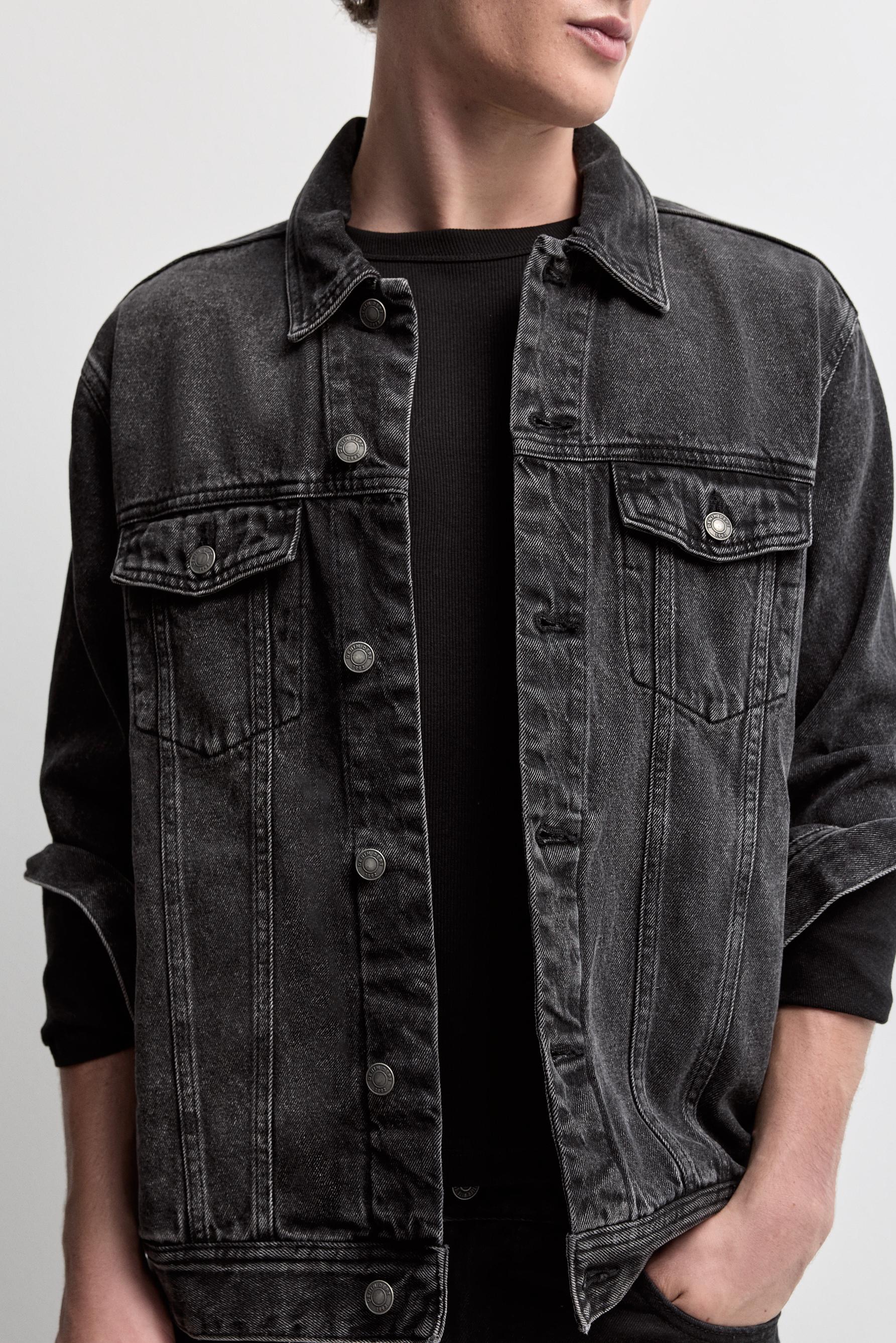 Basic denim jacket — FADED BLACK