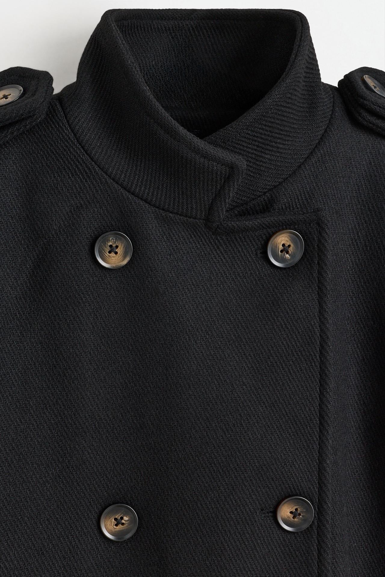 Long synthetic wool coat — BLACK
