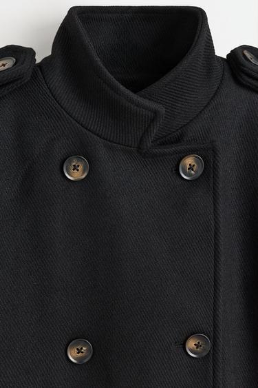 Long synthetic wool coat — BLACK 5
