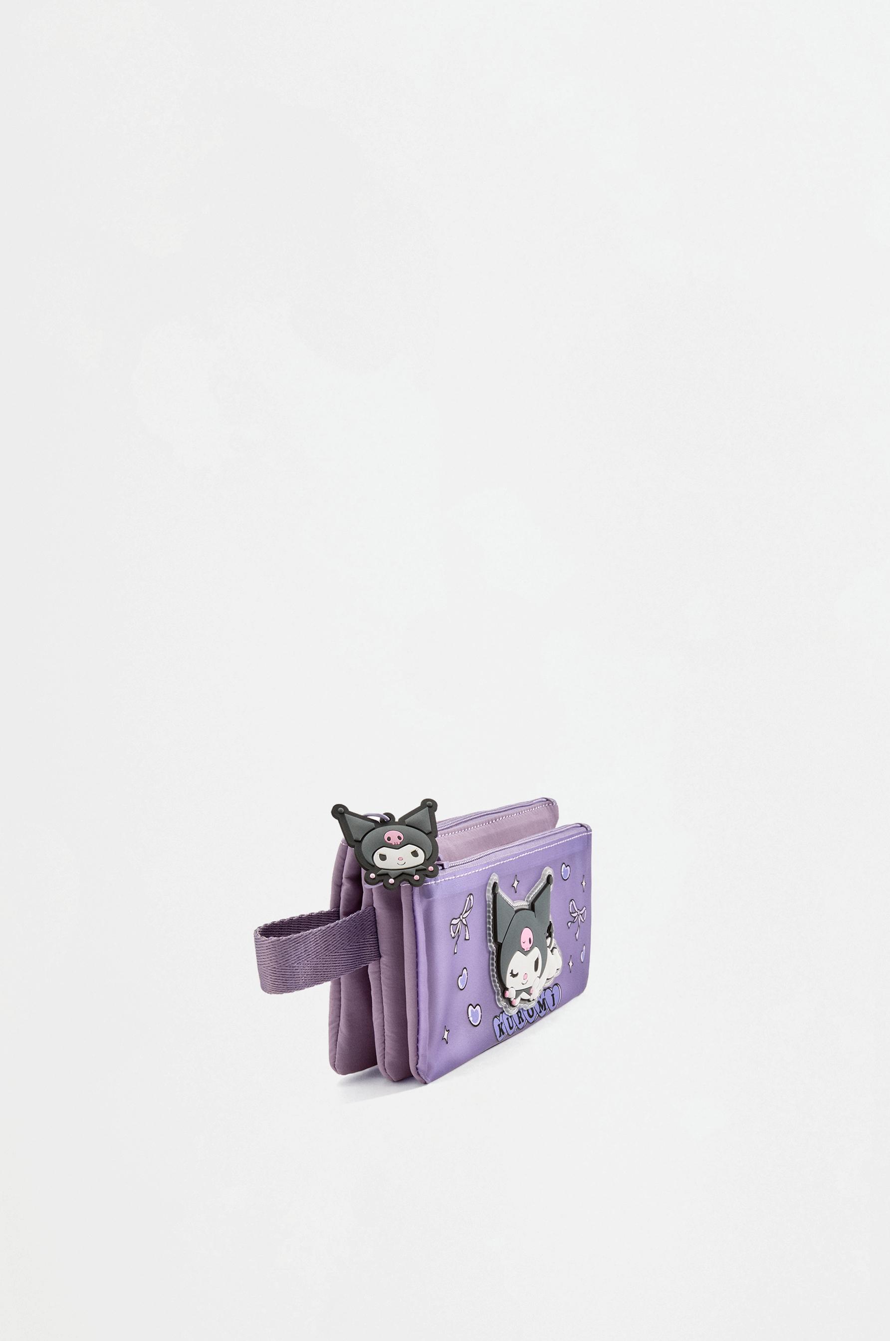 Kuromi ©SANRIO triple-zip pencil case — Tan