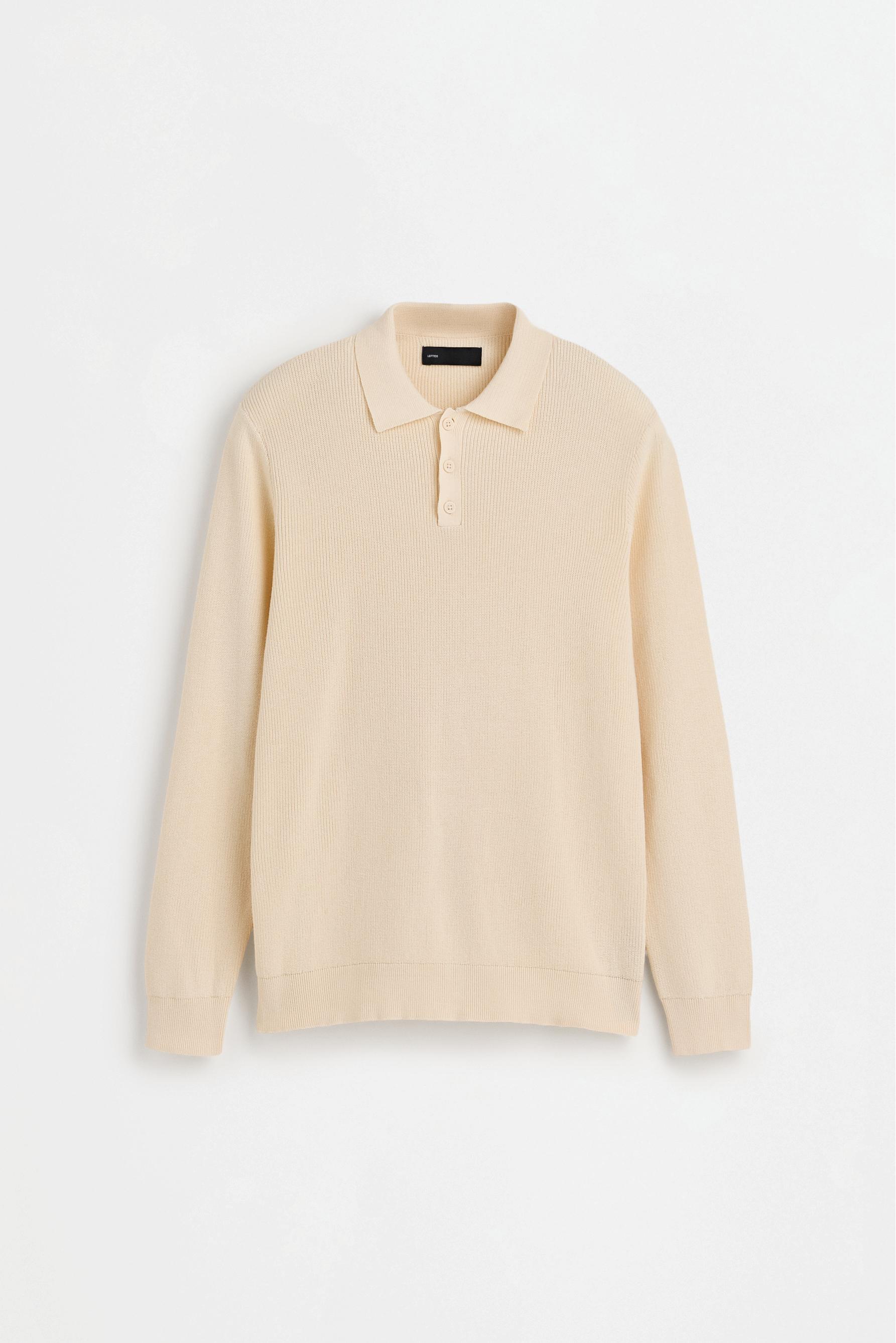 Button knit polo shirt — OFF WHITE