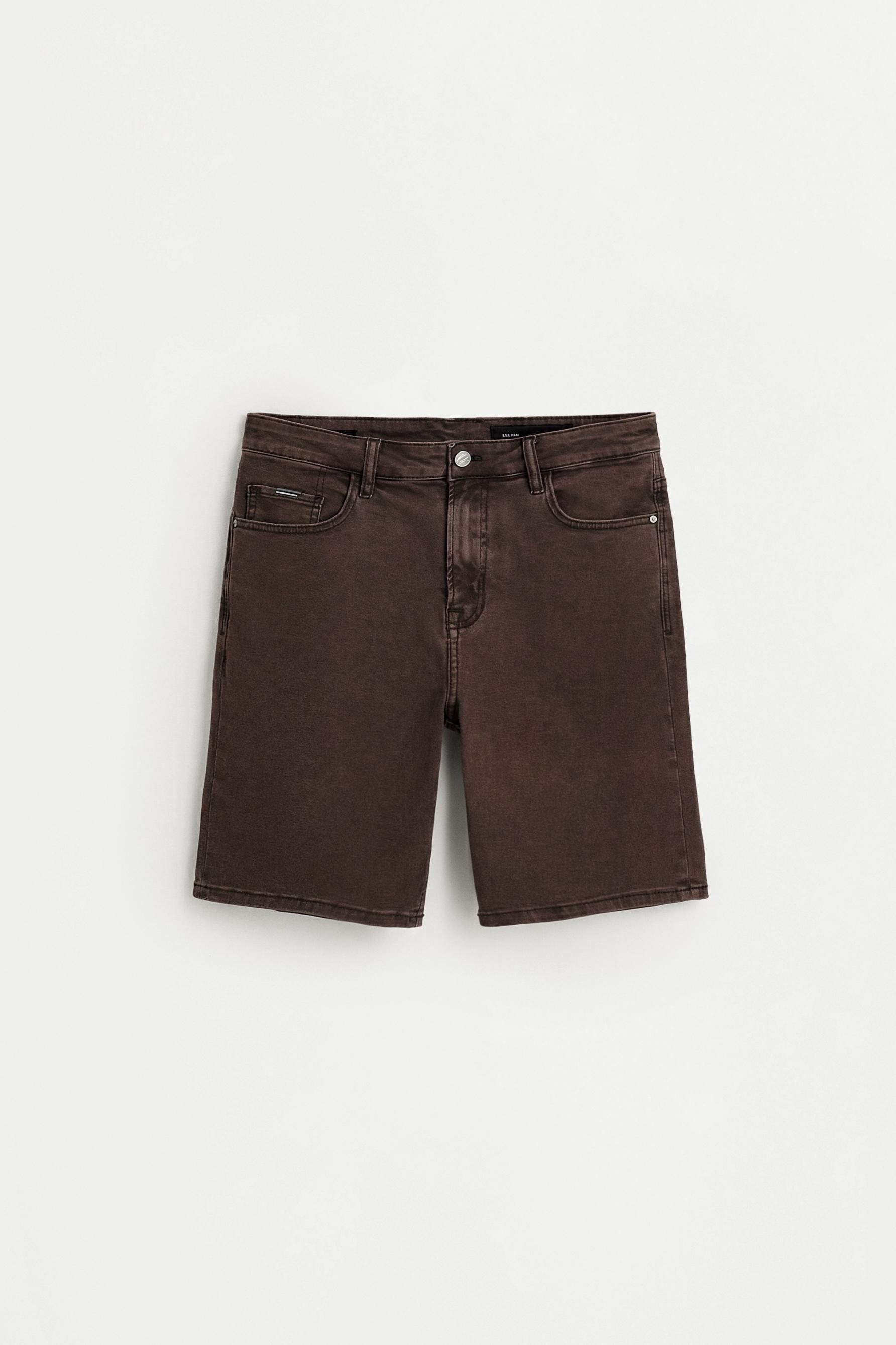 Slim denim Bermuda shorts — BROWN