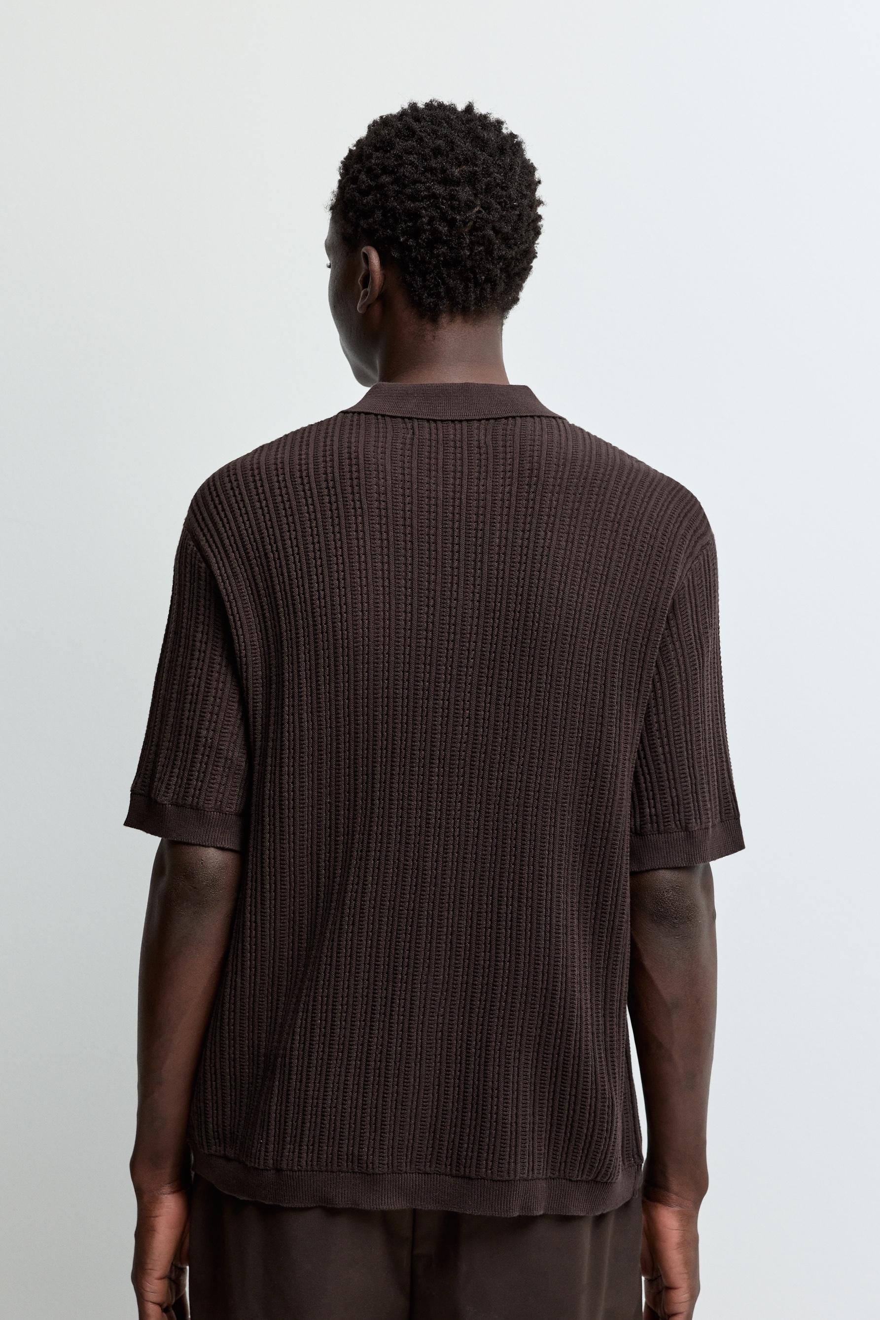 Ribbed Knit Shirt — CHOCOLATE