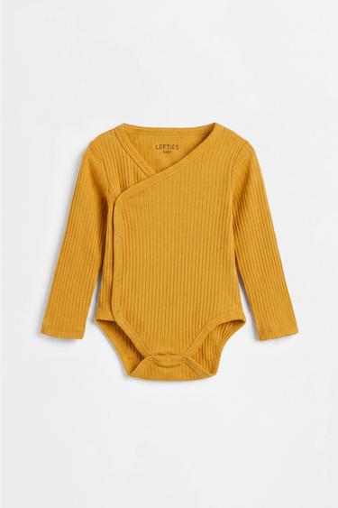 Pack of 2 ribbed crossover bodysuits — MUSTARD 2