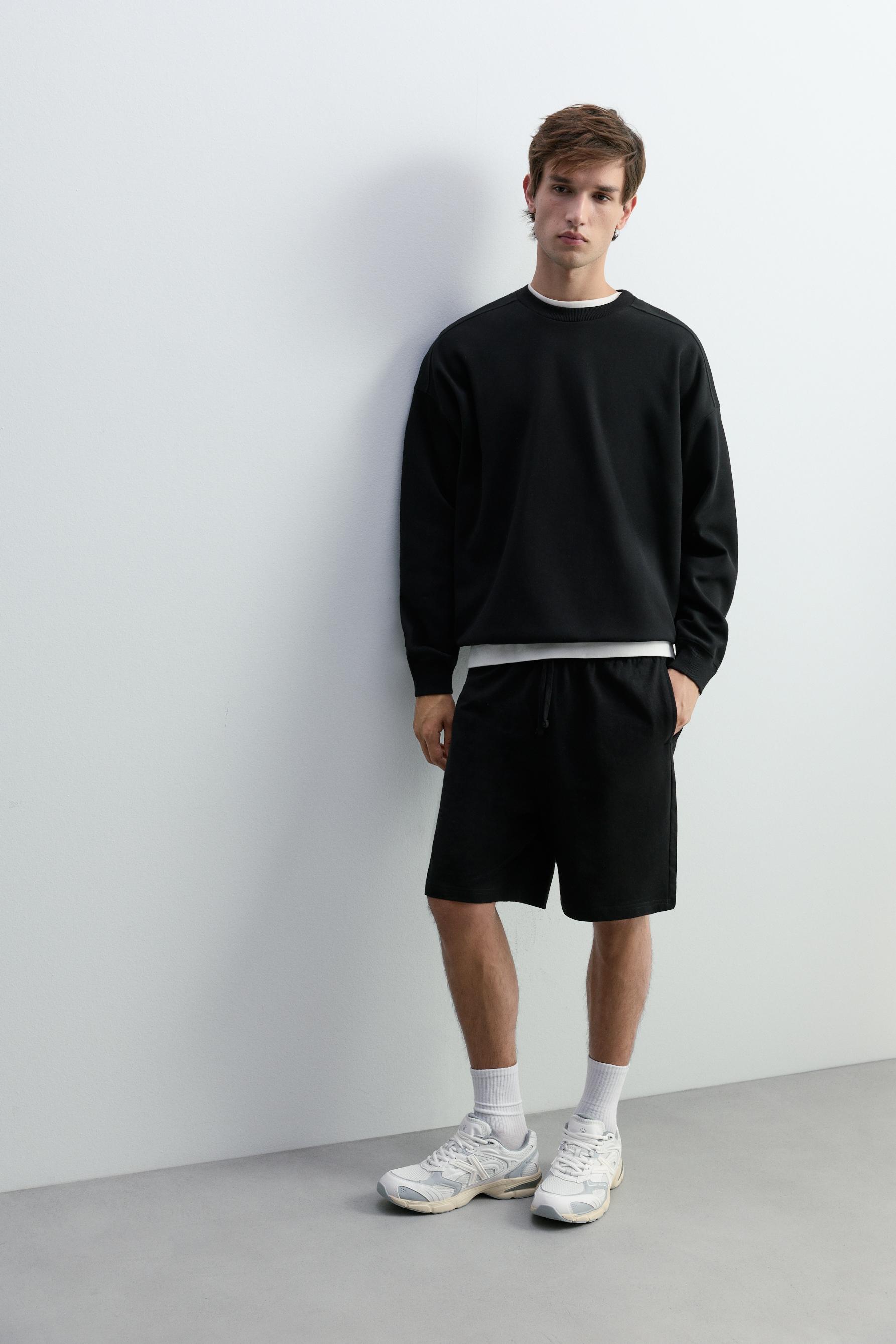 Basic tracksuit Bermuda shorts — BLACK