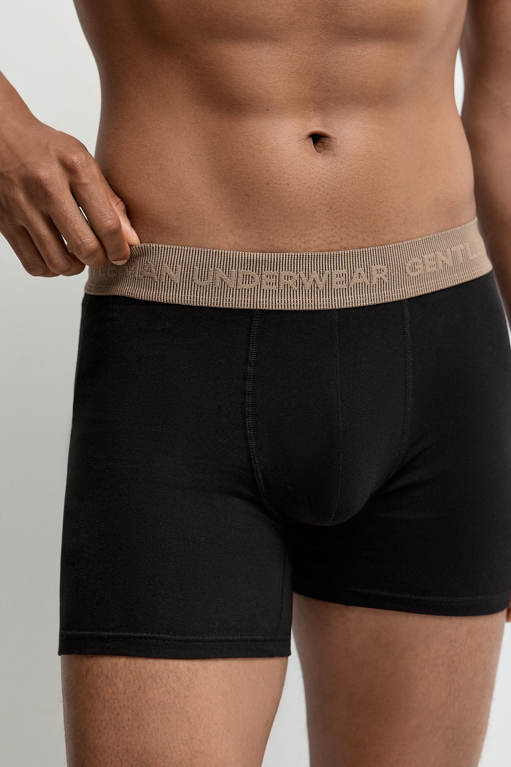 5-pack of long slogan boxers — BLACK