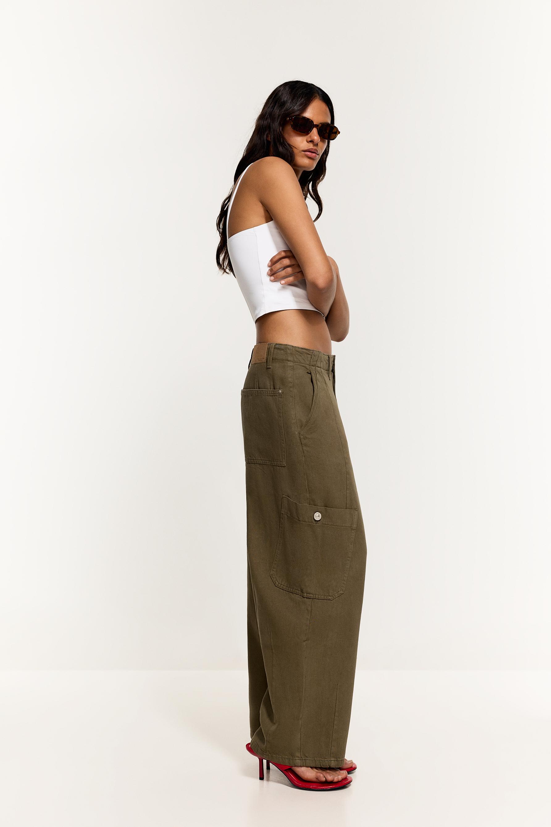 Barrel cargo trousers — KHAKI