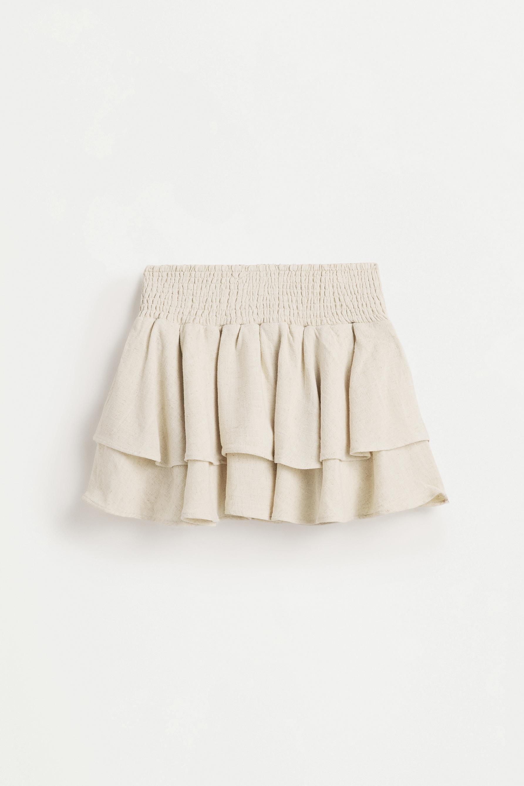 Short rustic skirt with ruffles — BEIGE
