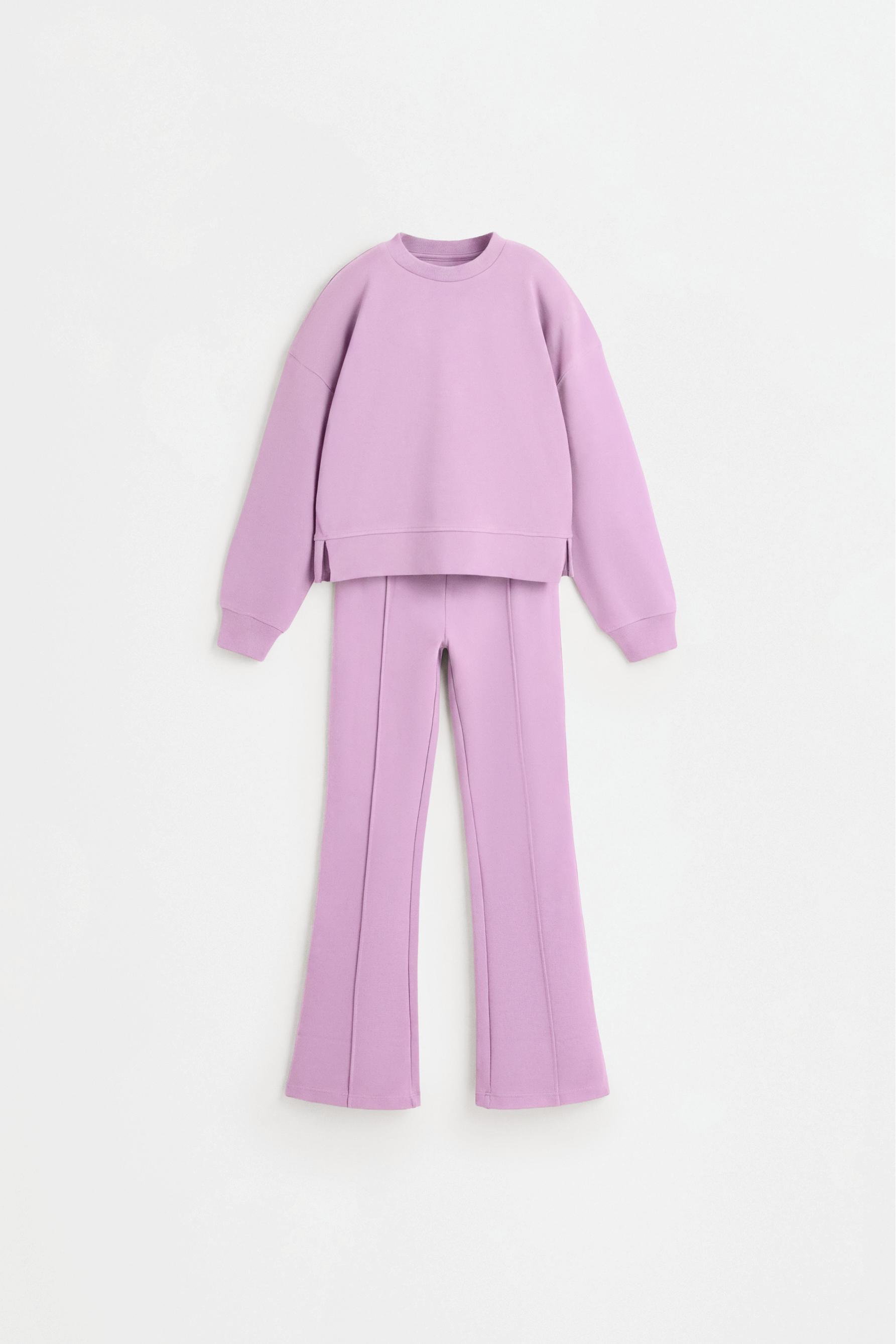 Interlock sweatshirt and flared leggings co-ord — MAUVE PINK