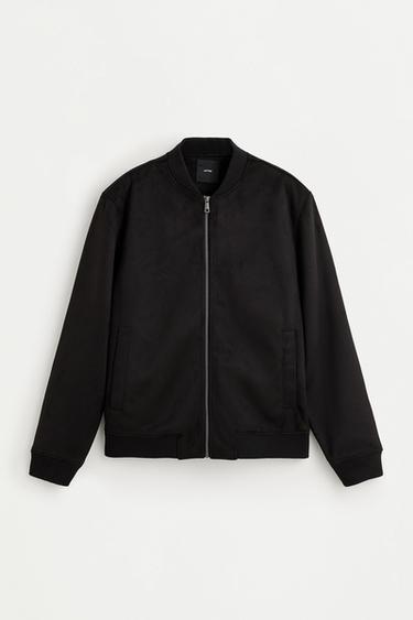 Faux suede bomber jacket — BLACK 6