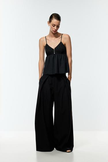 Crochet-effect top — BLACK 2
