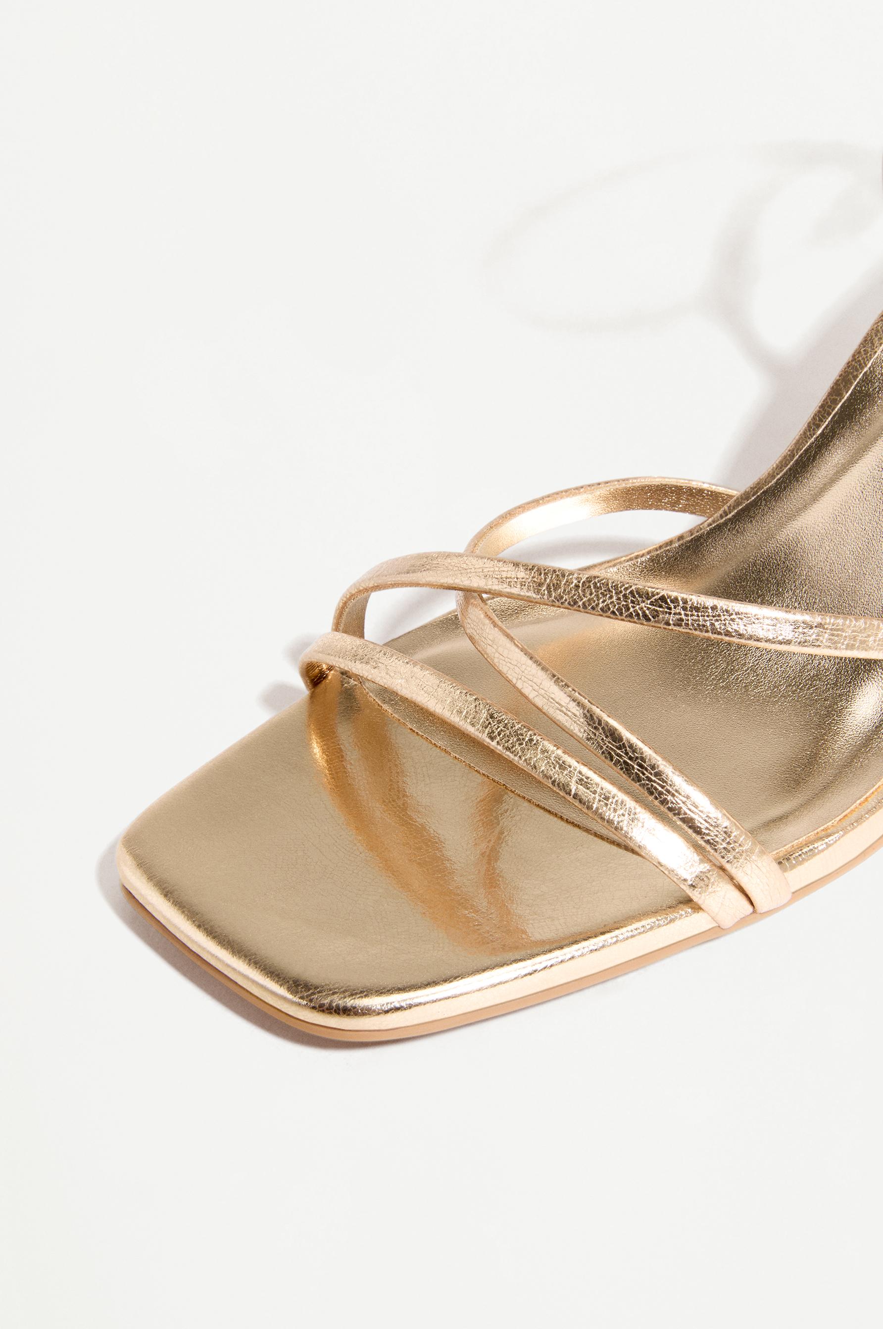 Gold ankle strap heel sandals — GOLD