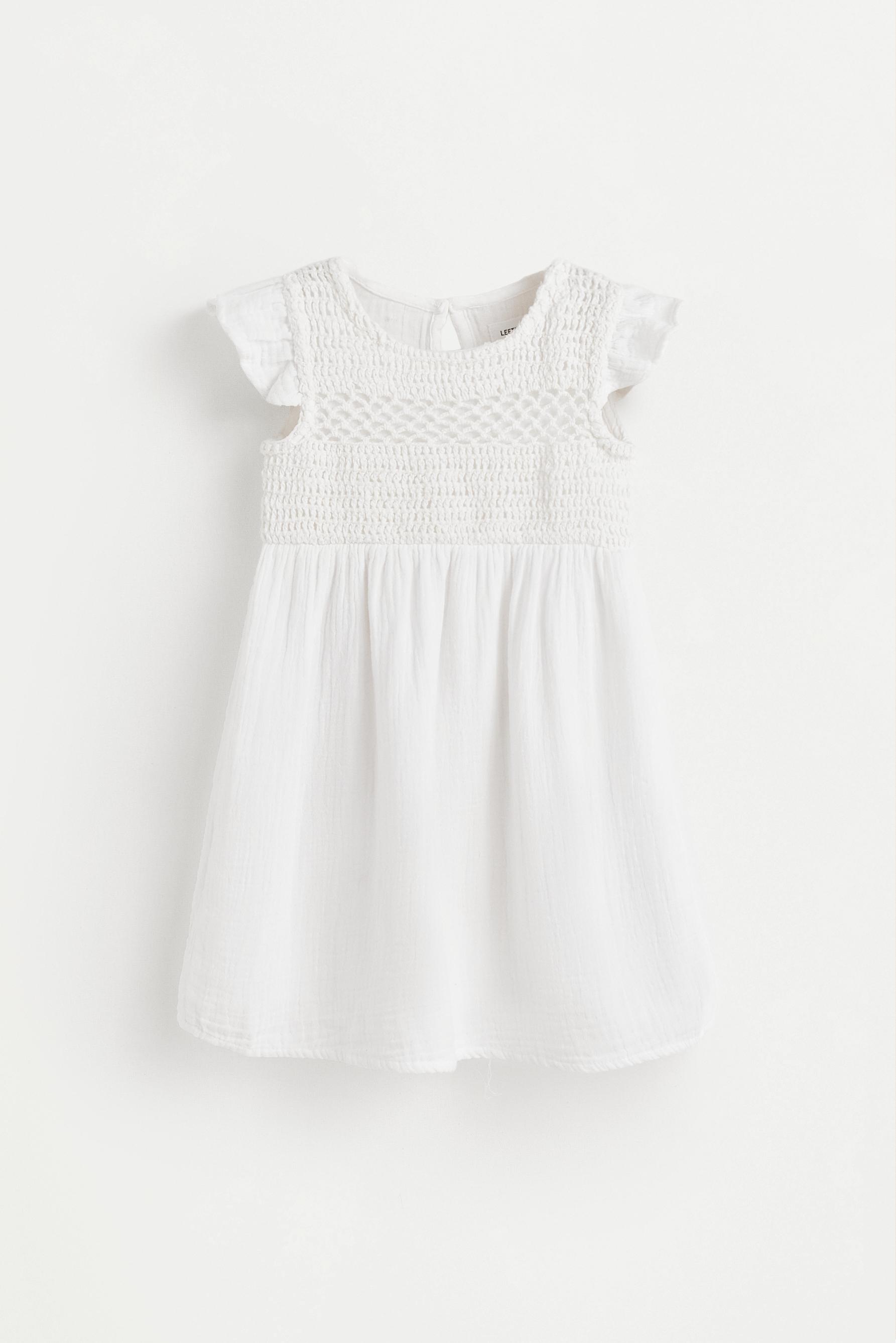 Crochet detail dress — ECRU