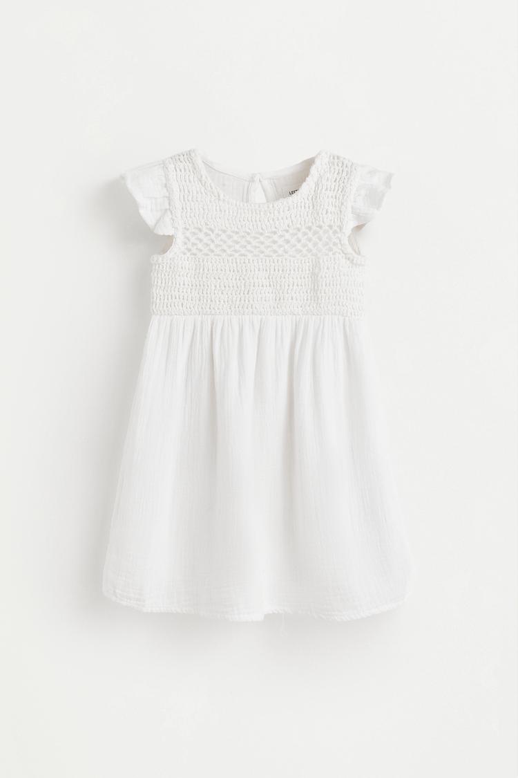 Crochet detail dress — ECRU