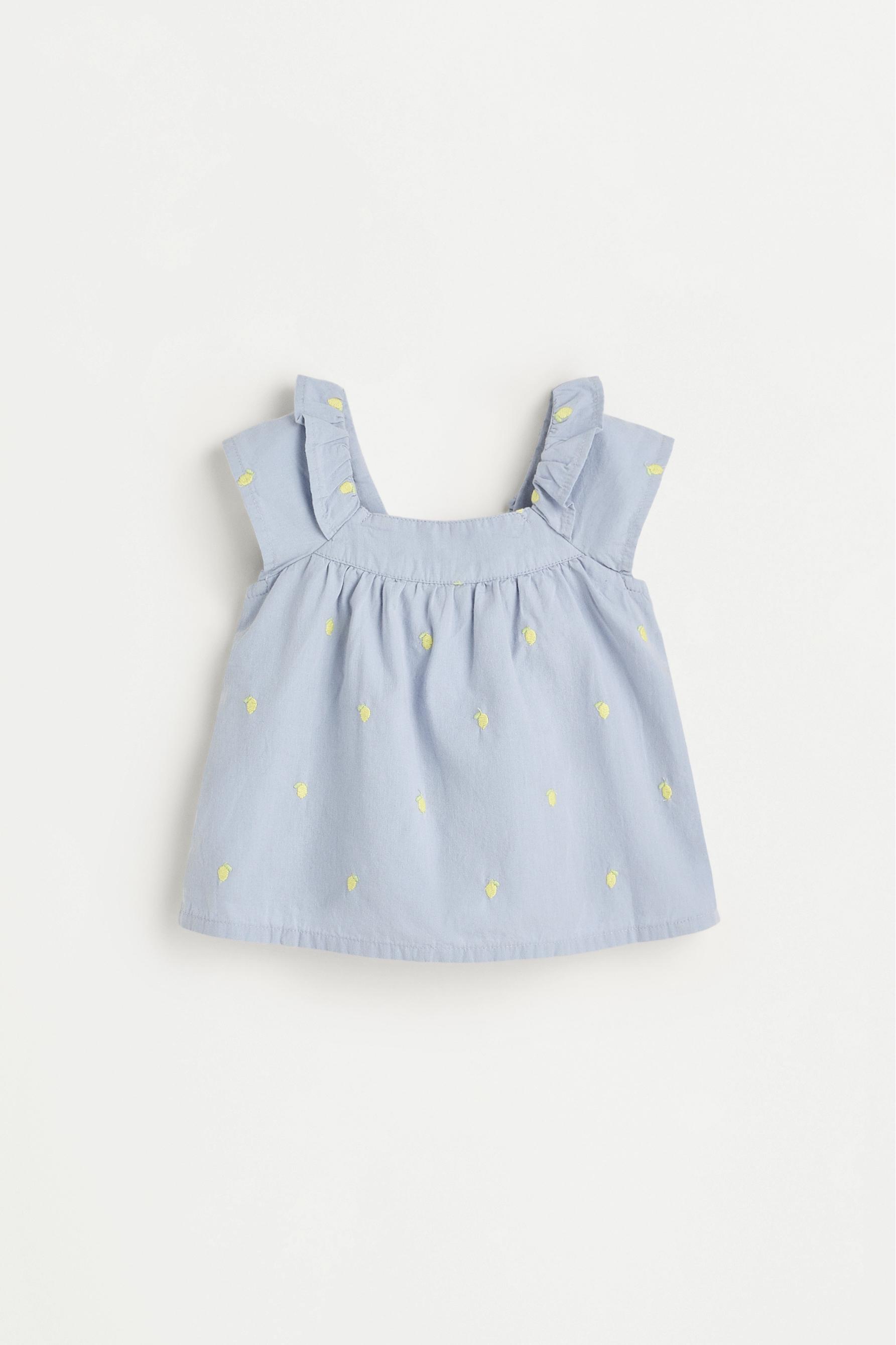 Cherry embroidered blouse and shorts co-ord — LAVENDER BLUE