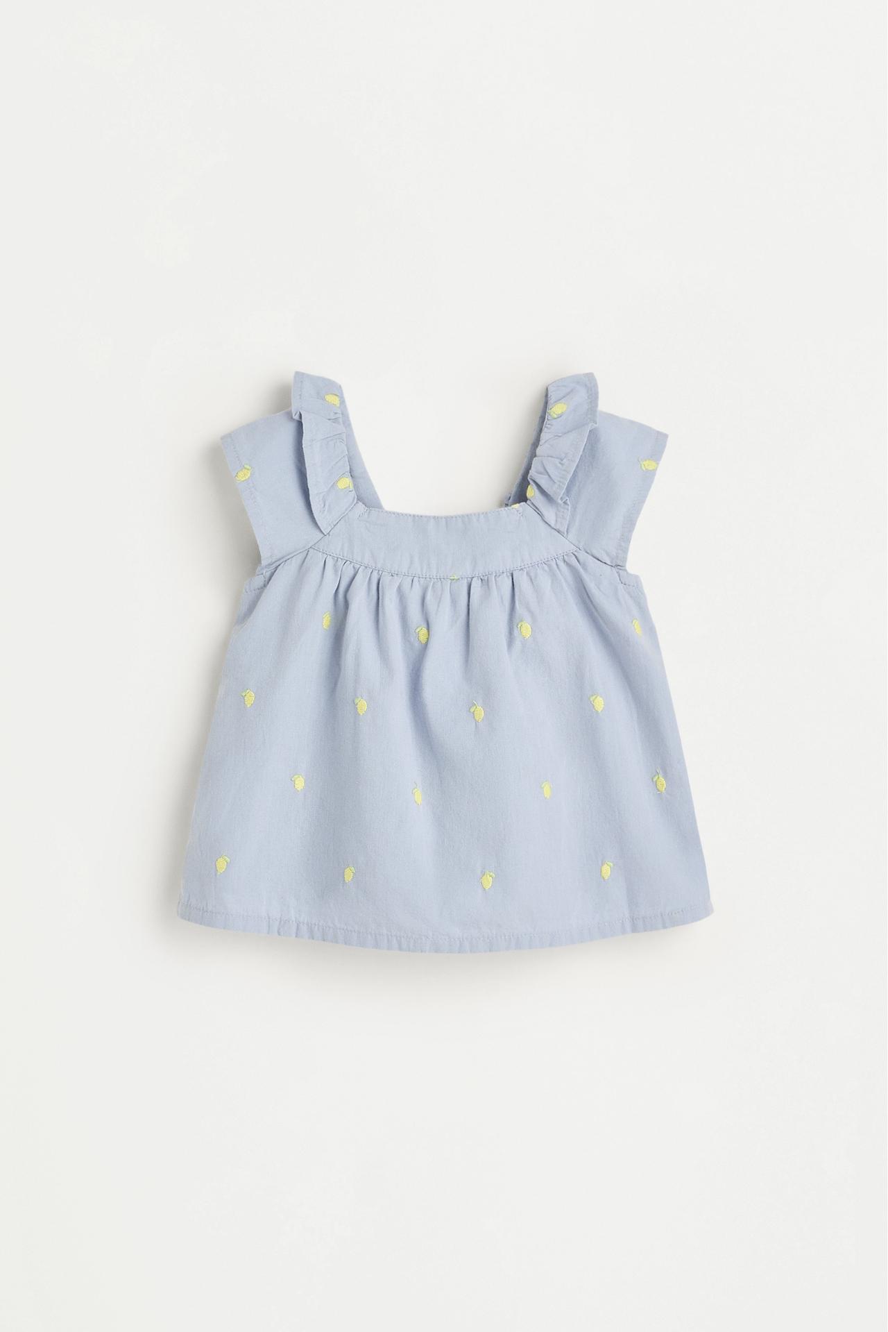 Cherry embroidered blouse and shorts co-ord — LAVENDER BLUE