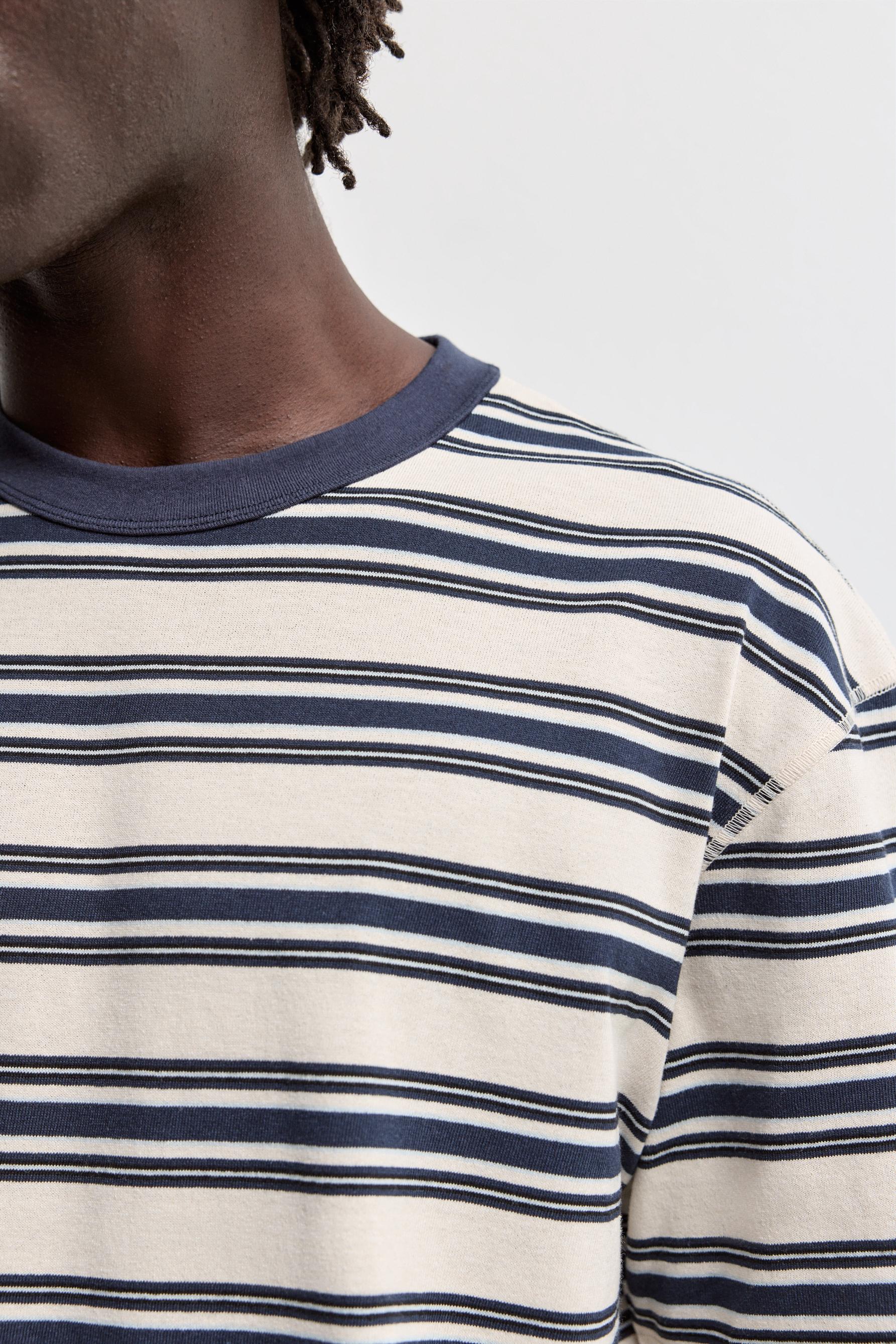 Textured striped T-shirt — VANILLA
