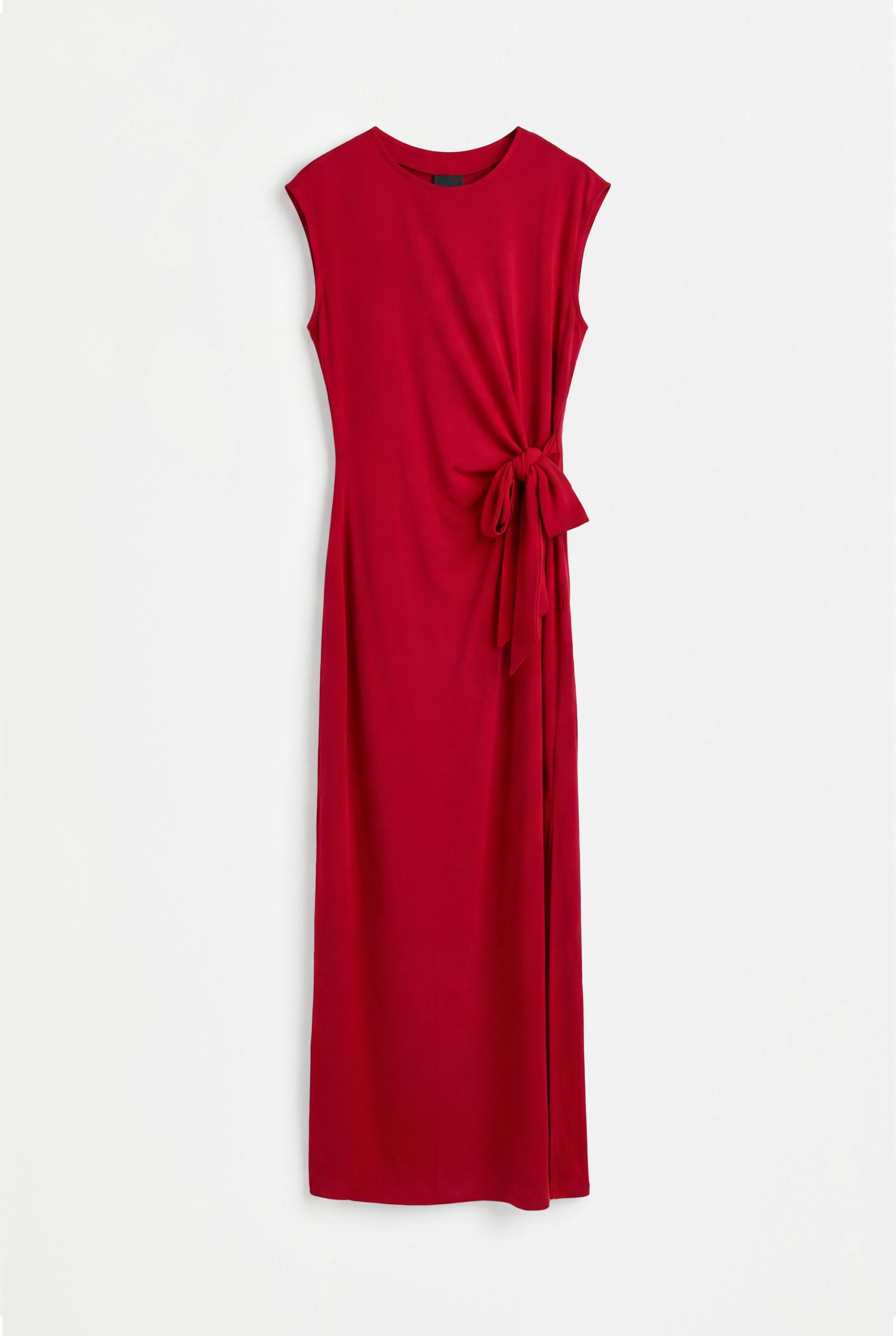 Midi dress with tie detail — RED