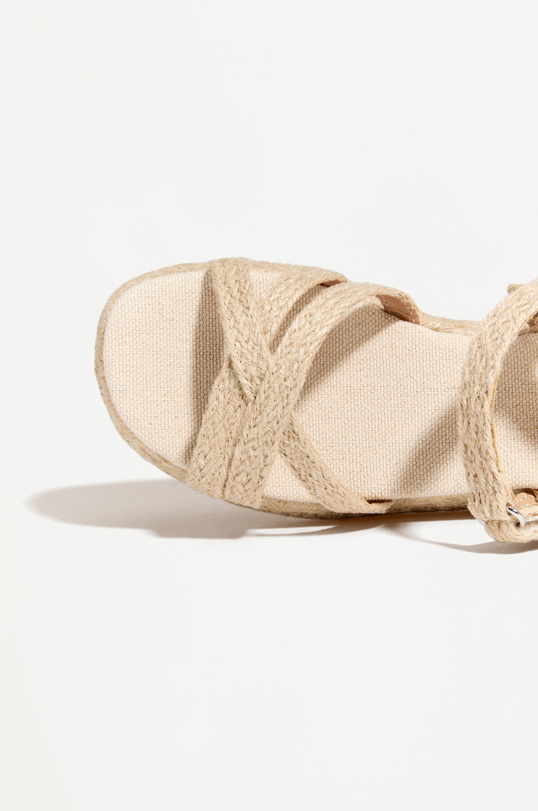 JUTE-EFFECT PLATFORM SANDAL — BEIGE
