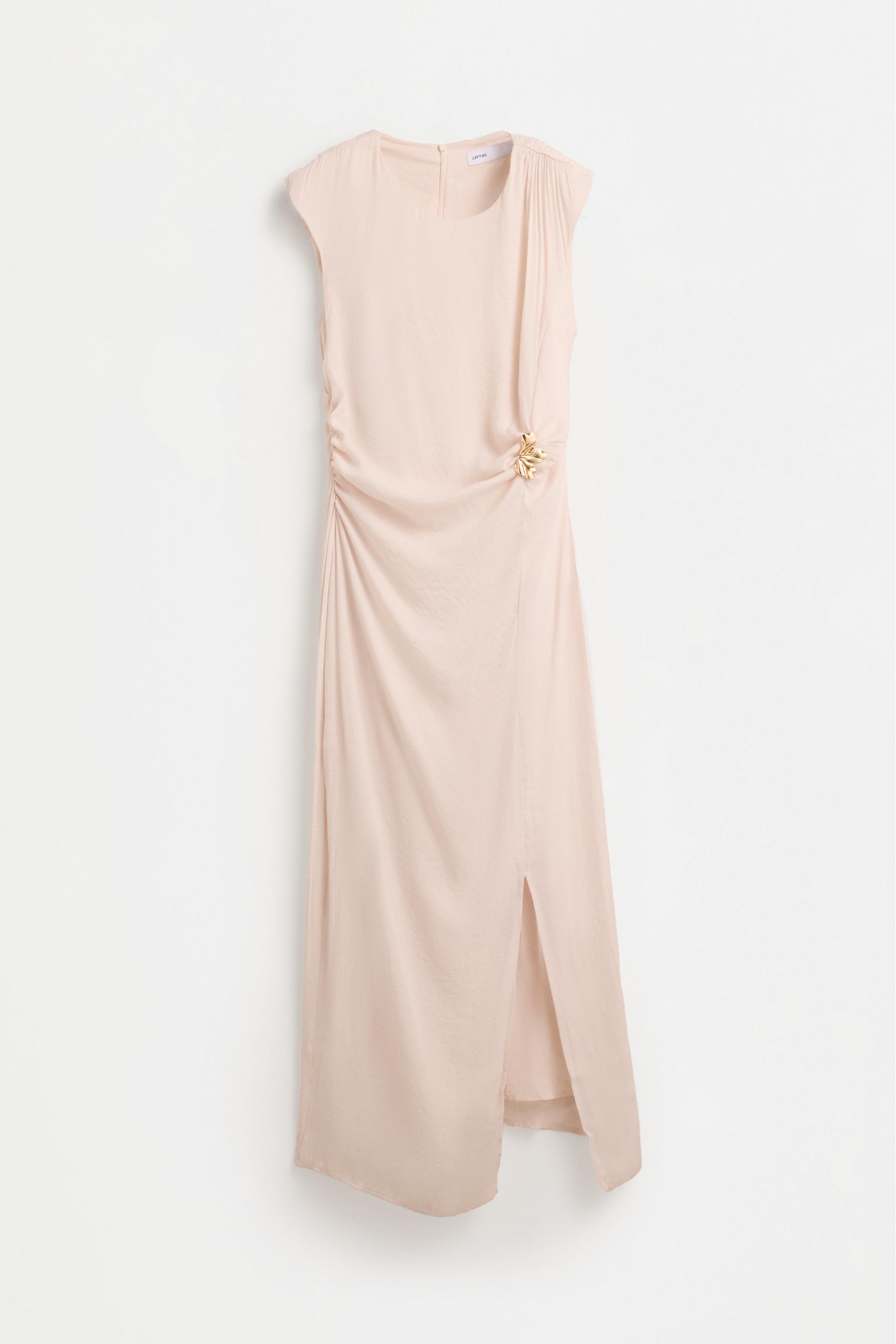 Jewel satin midi dress — CREAM