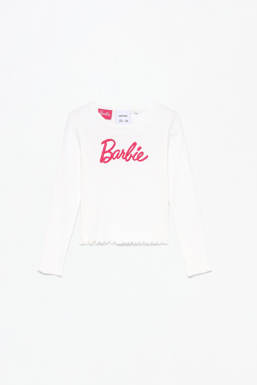 Ribbed T-shirt with Barbie™ embroidery