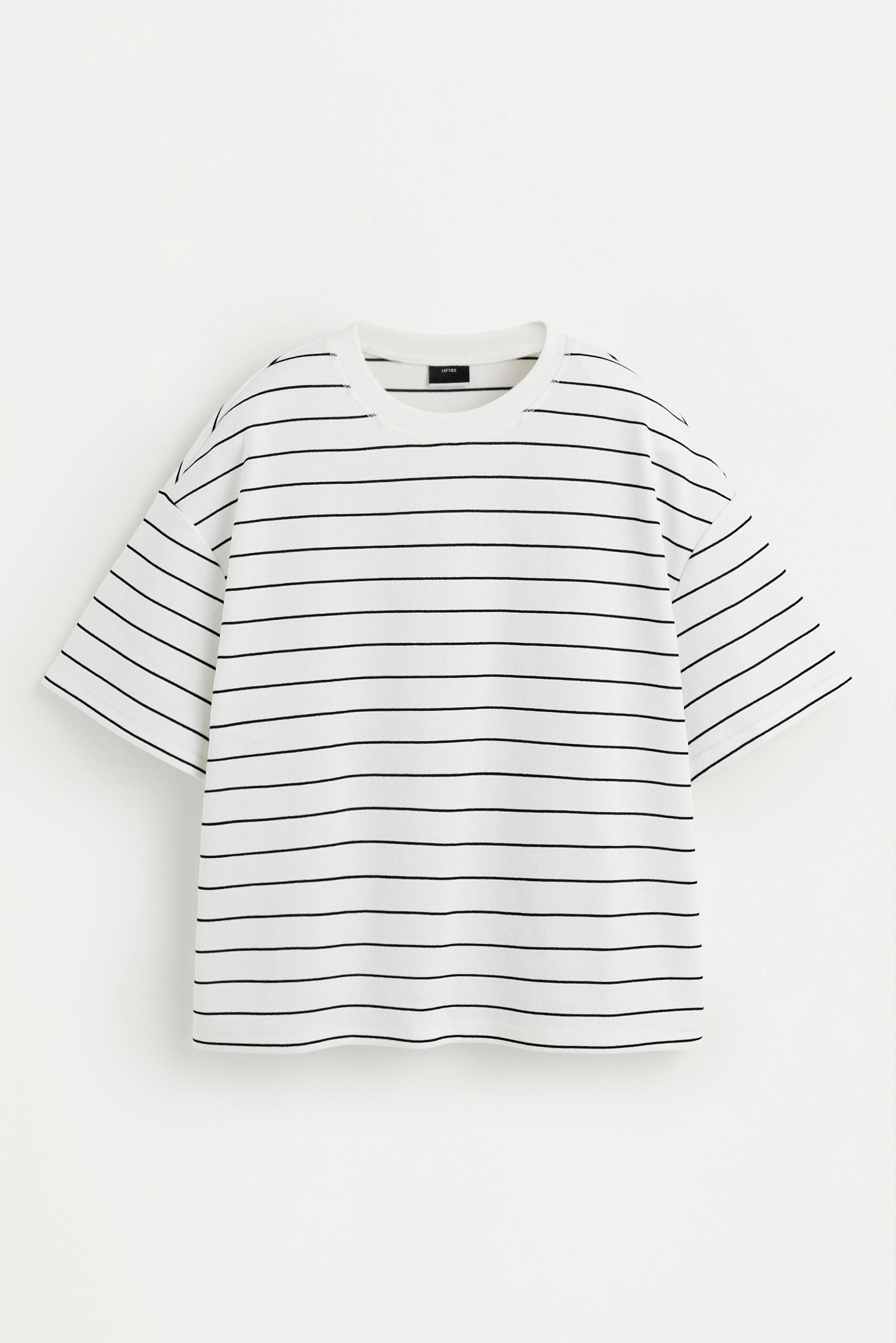 Textured Striped T-shirt — WHITE